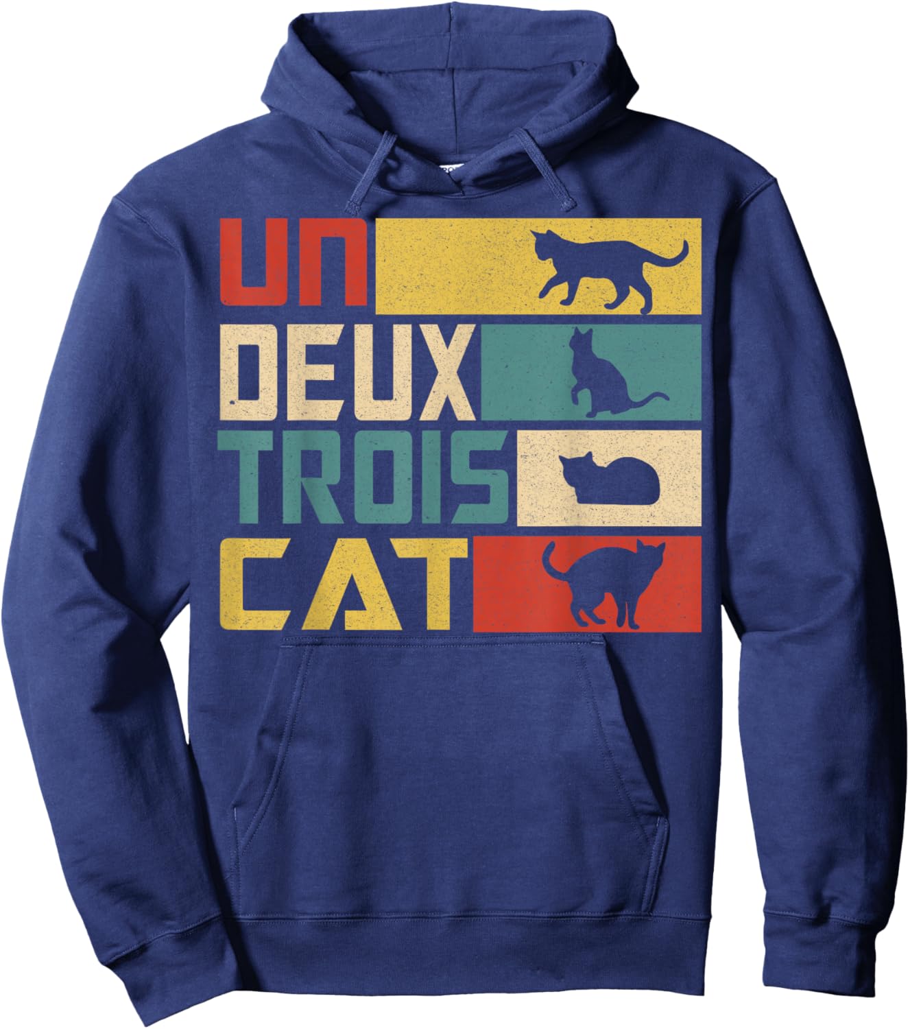 Un Deux Trois Cat - Funny French Pun, Funny Cat Hoodie - Hoodie | Navy
