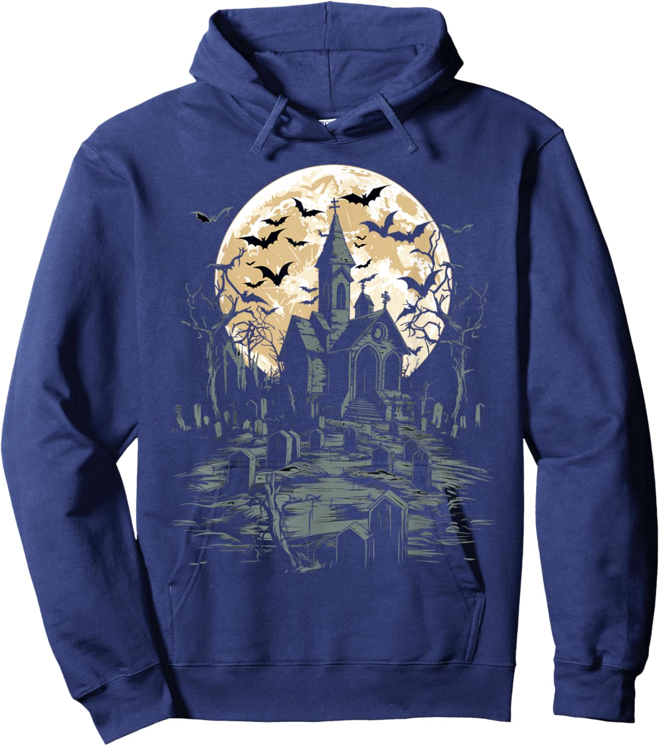 Halloween Spooky Haunted Mansion Hoodie - Hoodie | Navy