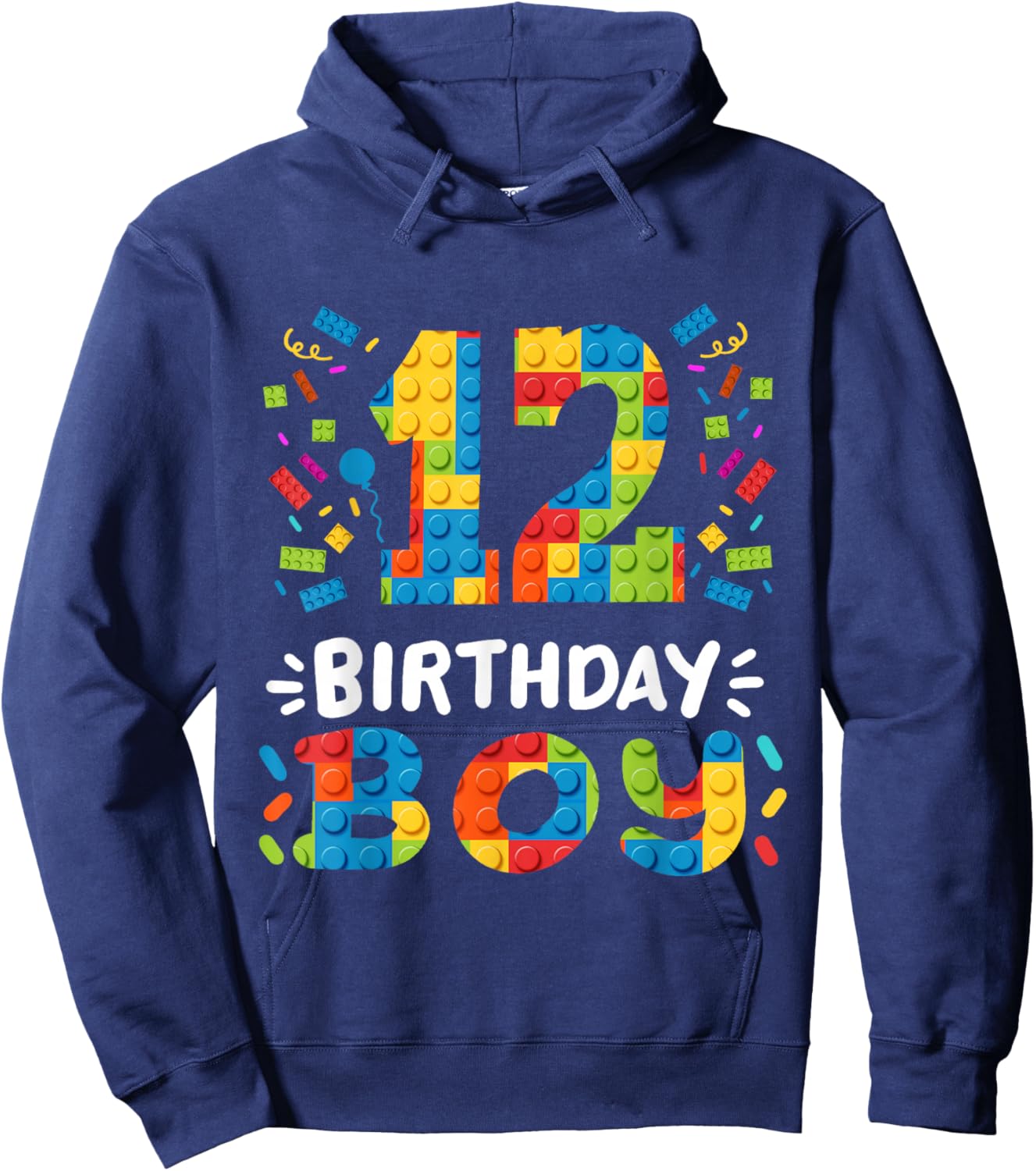 Kids 12 Years Old Building Blocks Builder 12th Birthday Boys Hoodie - Hoodie | Navy