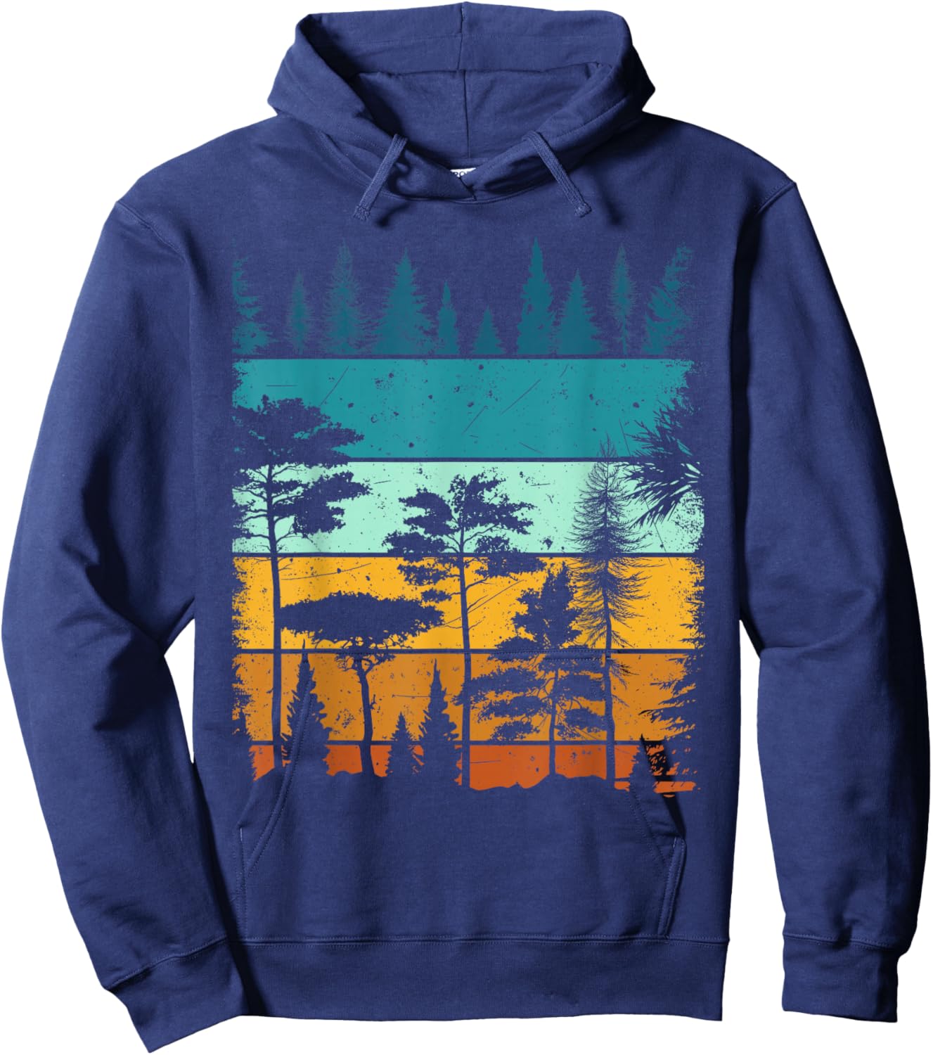 Retro Forest Trees Outdoors Nature Wildlife Vintage Graphic Hoodie - Hoodie | Navy