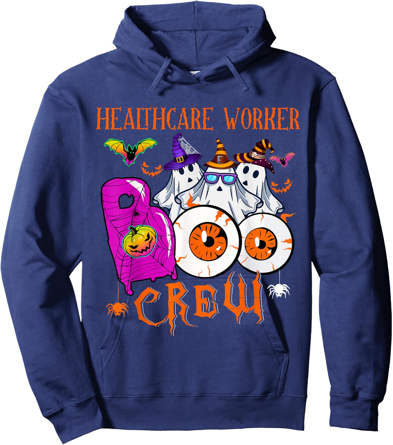 Healthcare Worker Boo Funny Crew Halloween Boo Ghosts Lover Hoodie - Hoodie | Navy