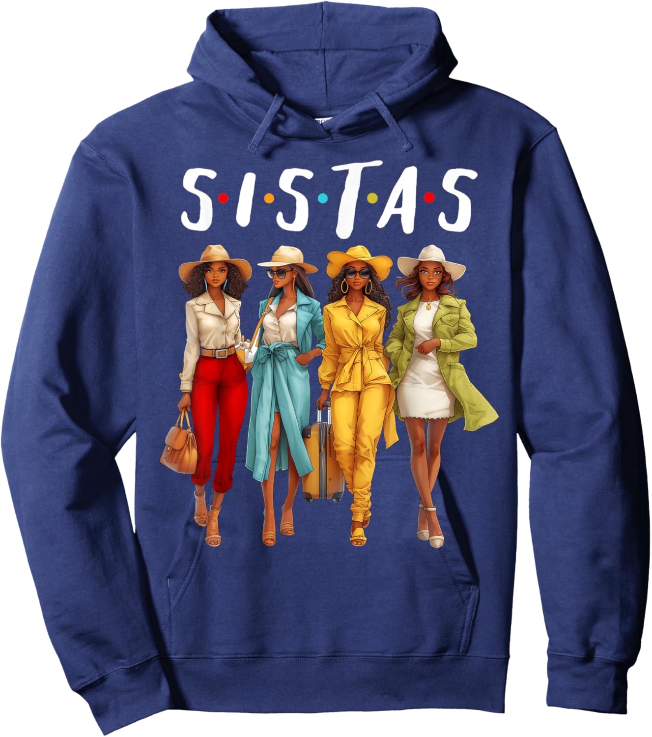 Sistas African American Black Women Afro Girls Together Hoodie - Hoodie | Navy