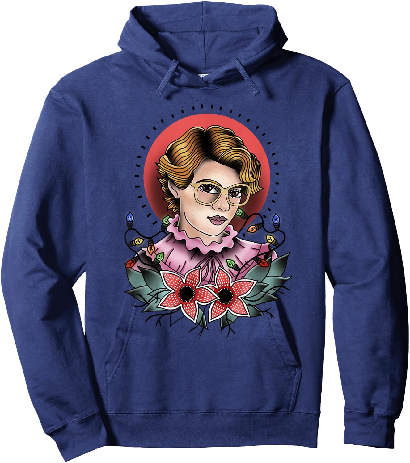 Stranger Things Barb Floral Demogorgon Tattoo Print Hoodie - Hoodie | Navy