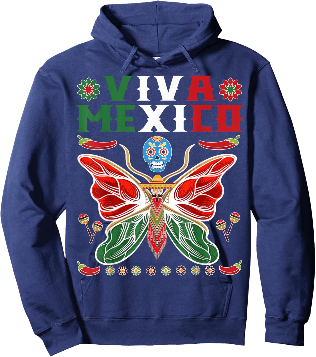 Mexican Independence Day Butterfly Mexico Women Girls Kids Hoodie - Hoodie | Navy
