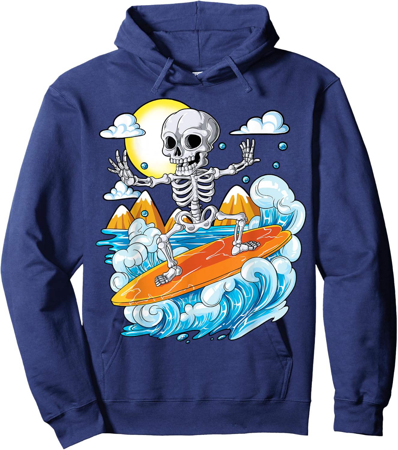 Skeleton Surfing Halloween Hawaii Hawaiian Men Women Surfer Hoodie - Hoodie | Navy