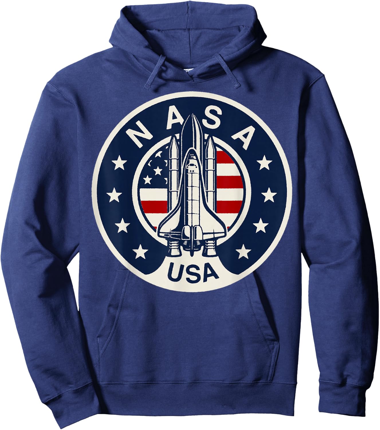 NASA USA Shuttle Rocket American Flag Logo Hoodie - Hoodie | Navy