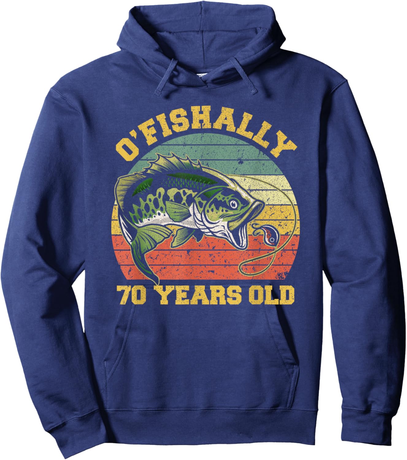 O'Fishally 70 Years Old Fishing Birthday Theme Party 70th Hoodie - Hoodie | Navy