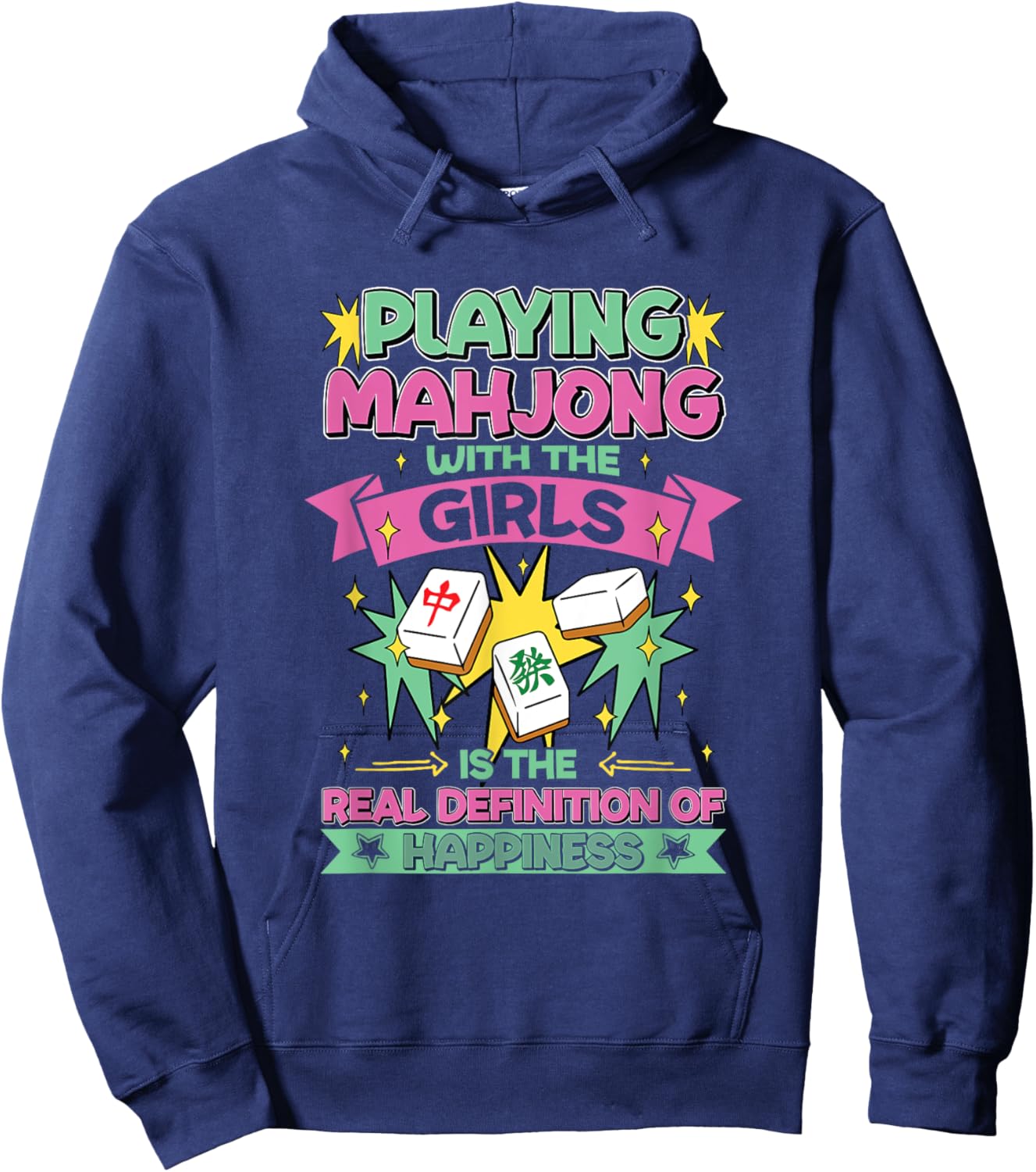 Happiness Is Playing Mahjong With The Girls Funny Mahjong Hoodie - Hoodie | Navy