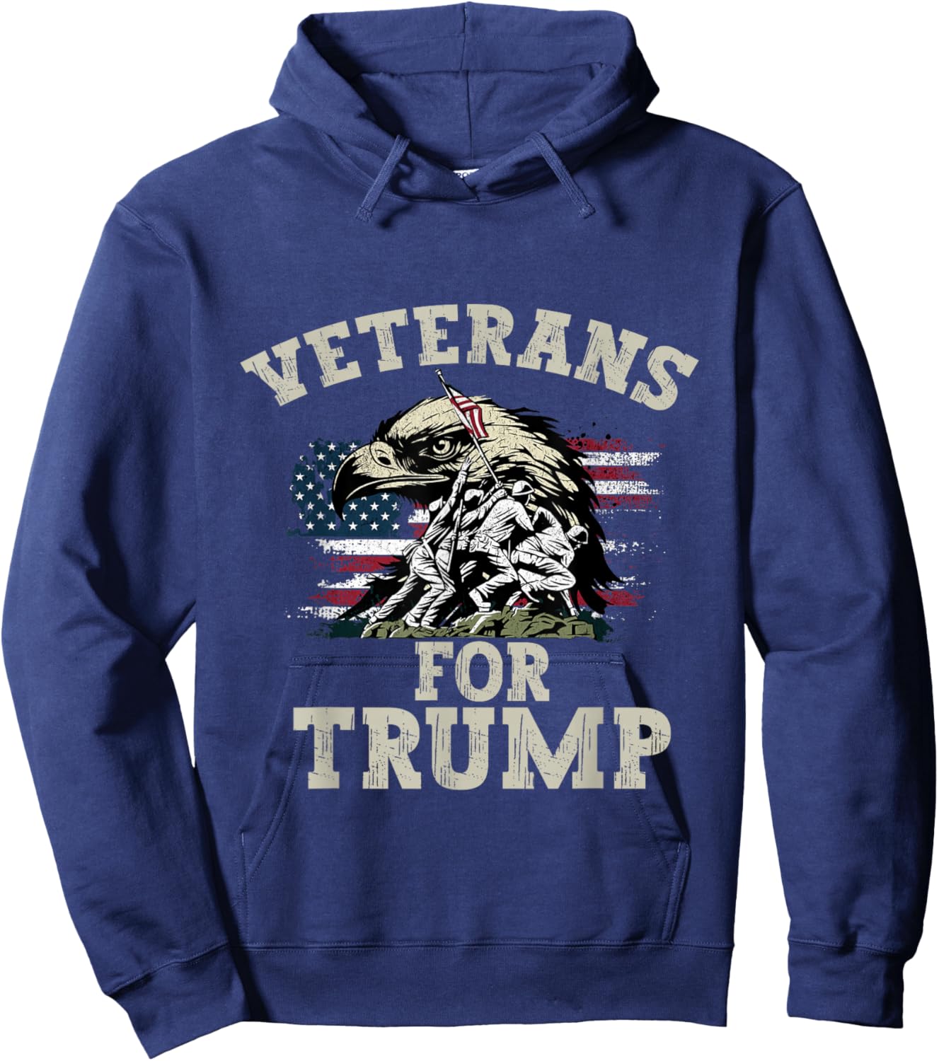 Veterans For Trump 2024 Vintage American Flag Men Women Hoodie - Hoodie | Navy