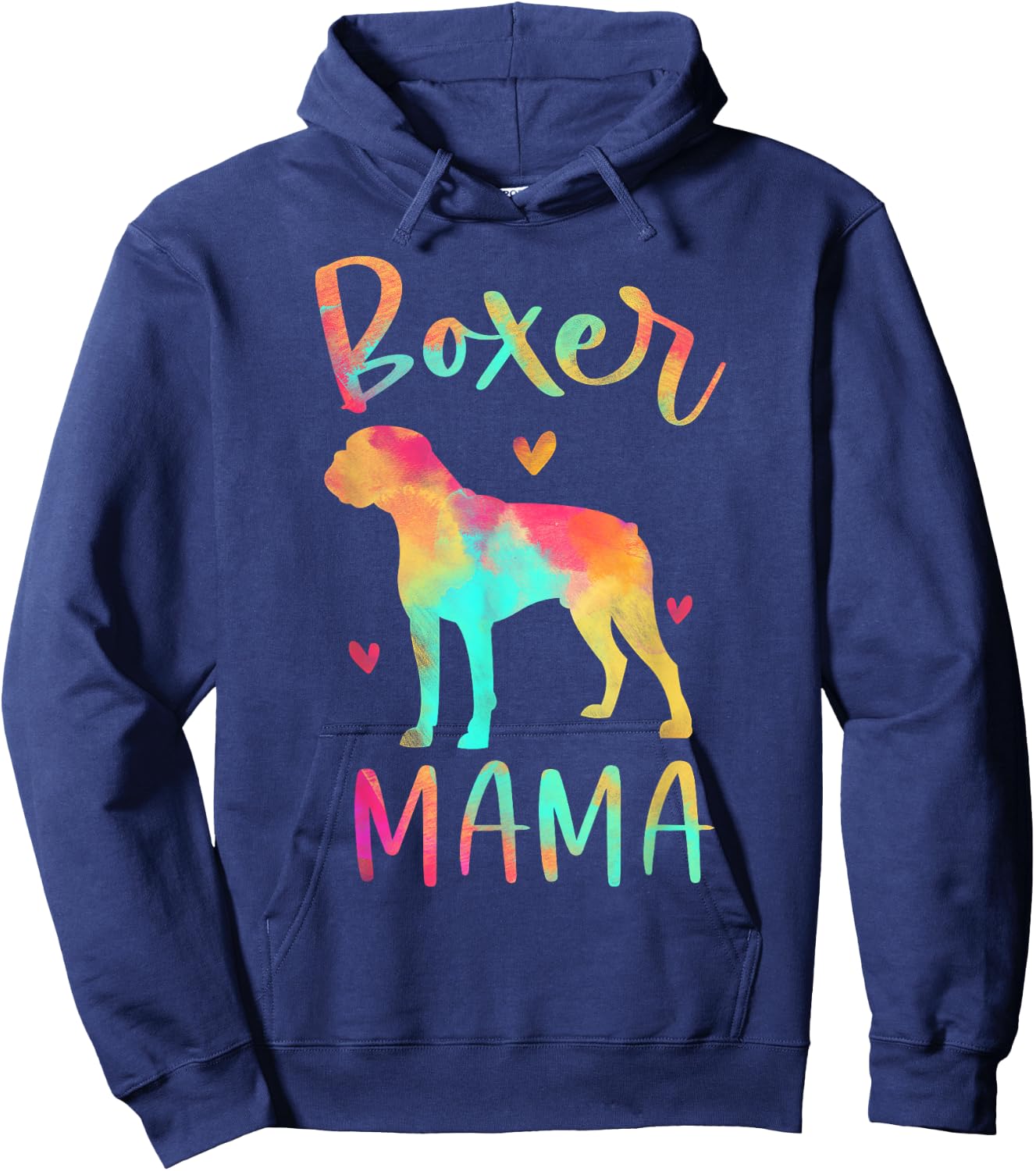 Boxer Mama Colorful Boxer Gifts Dog Mom Hoodie - Hoodie | Navy