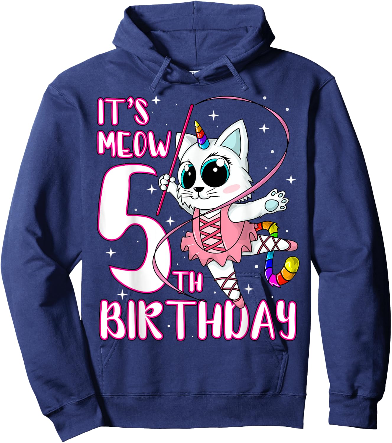 Its Meow 5th Birthday Kittycorn Unicorn Cat Kids Party Gift Hoodie - Hoodie | Navy