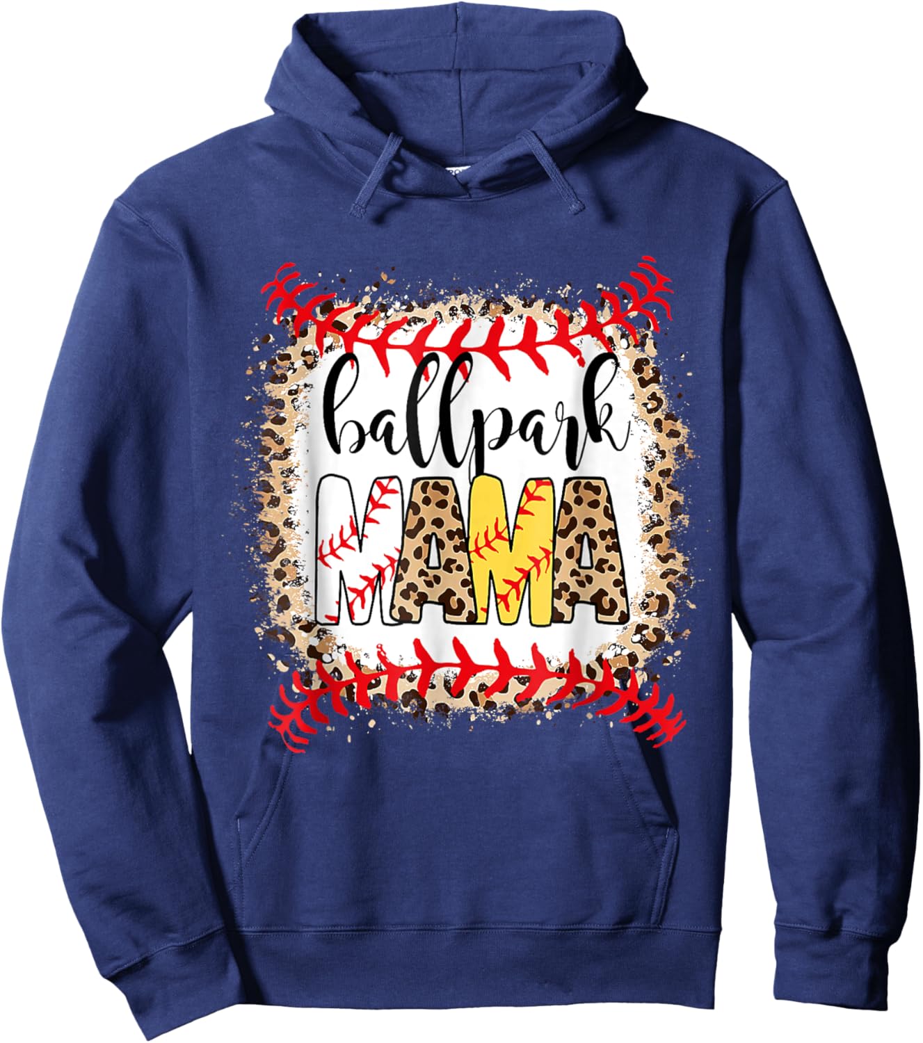 BallPark Mom Mama Baseball Softball Mother's Day Bleached Hoodie - Hoodie | Navy