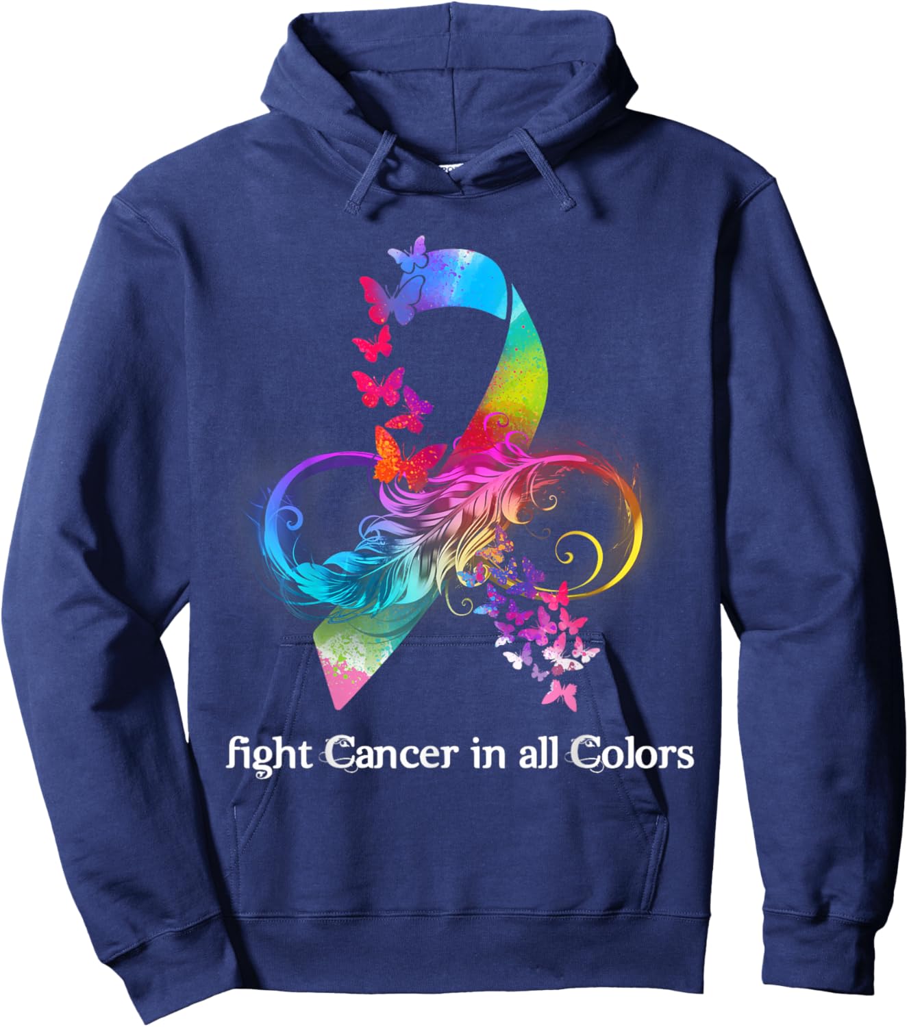 Fight Cancer In All Color Breast Cancer Awareness Hoodie - Hoodie | Navy