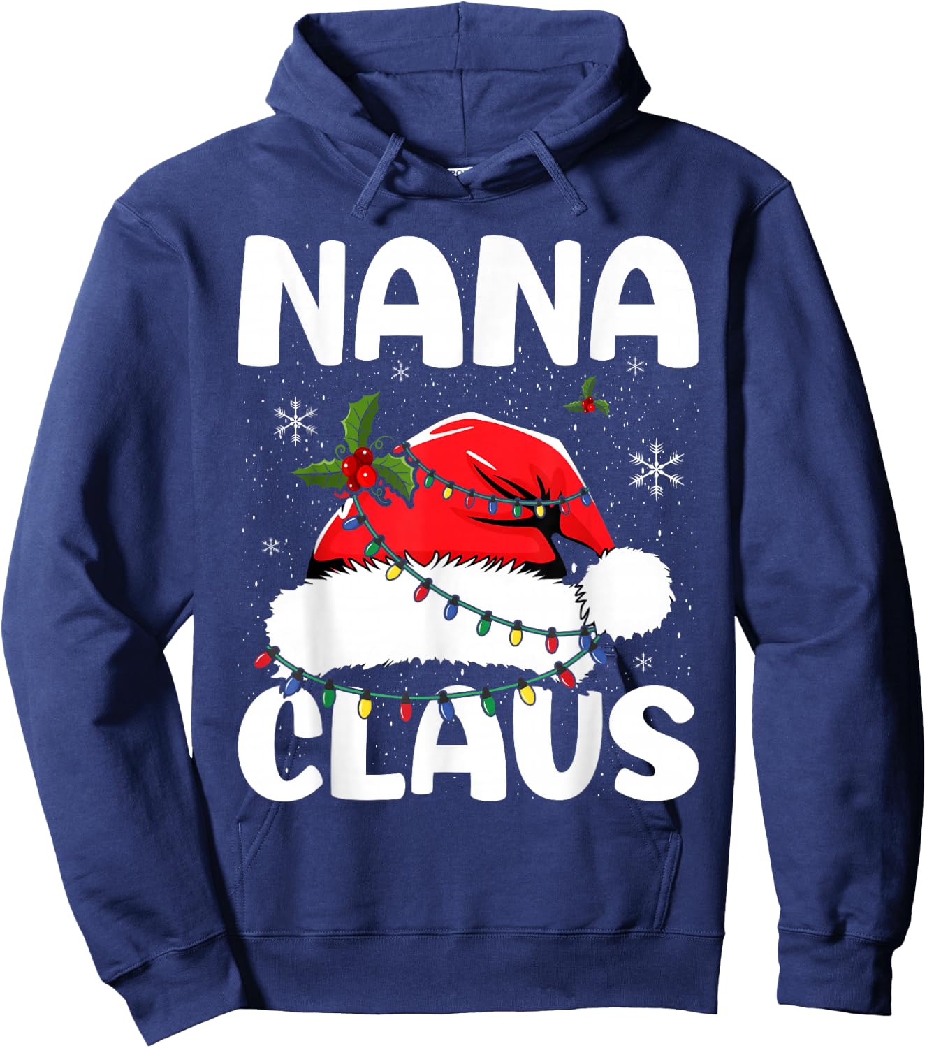 Nana Claus Christmas Lights Pajama Family Matching Hoodie - Hoodie | Navy