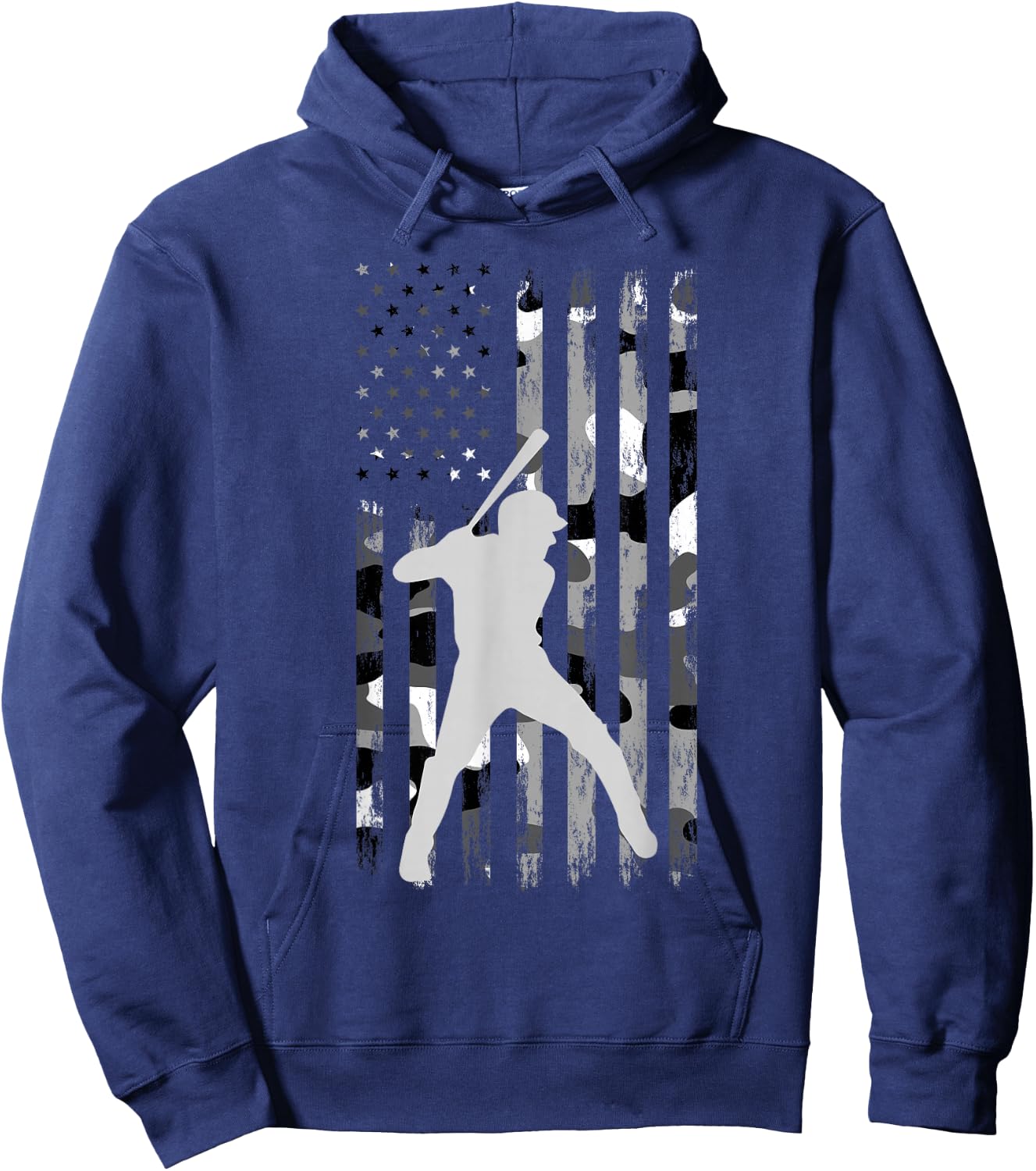 Baseball Player American Flag USA Camo Patriotic Graphic Hoodie - Hoodie | Navy
