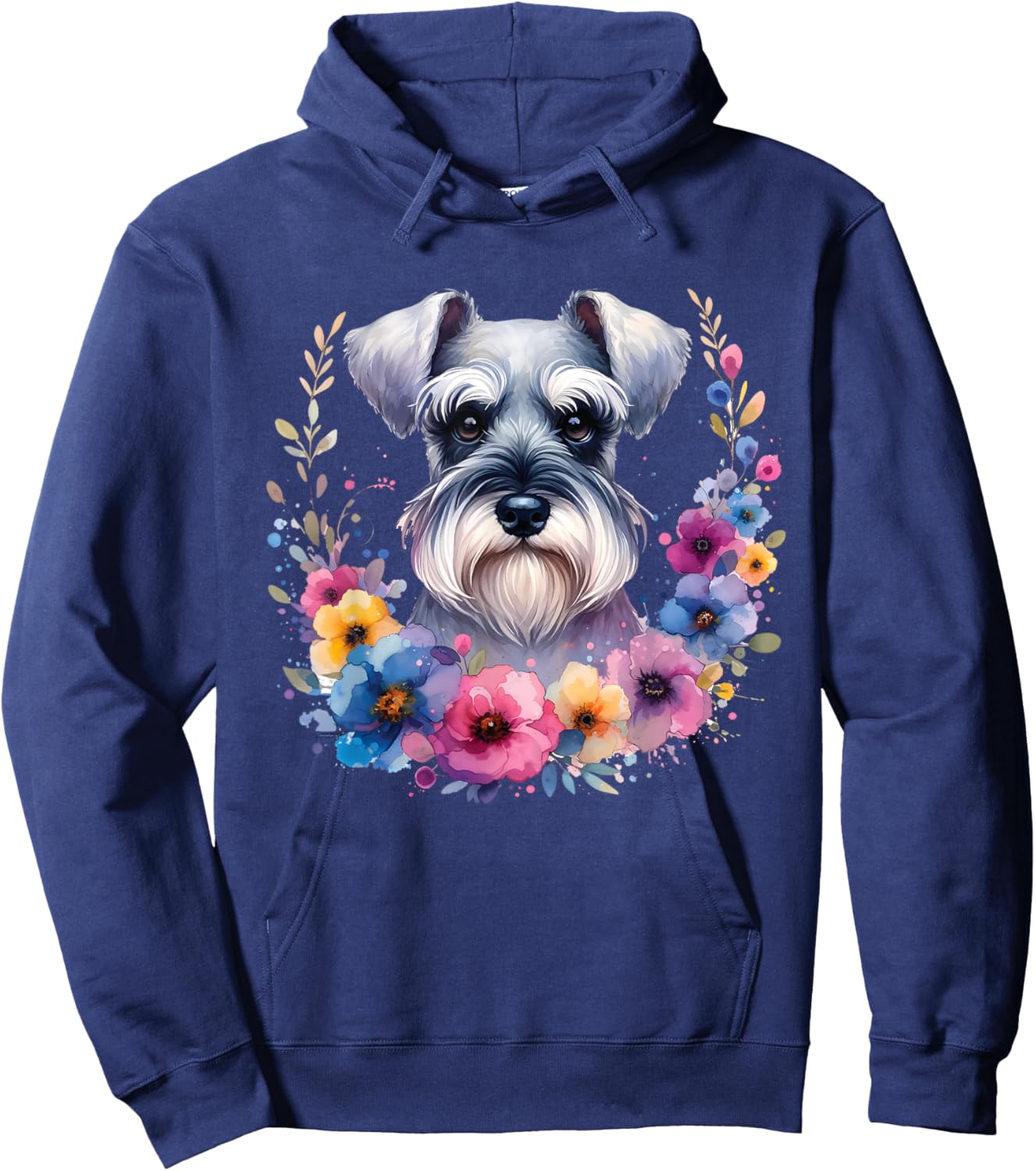 Floral Miniature Schnauzer Mama Dog Lover Mother's Day Men Women Kids Hoodie - Hoodie | Navy