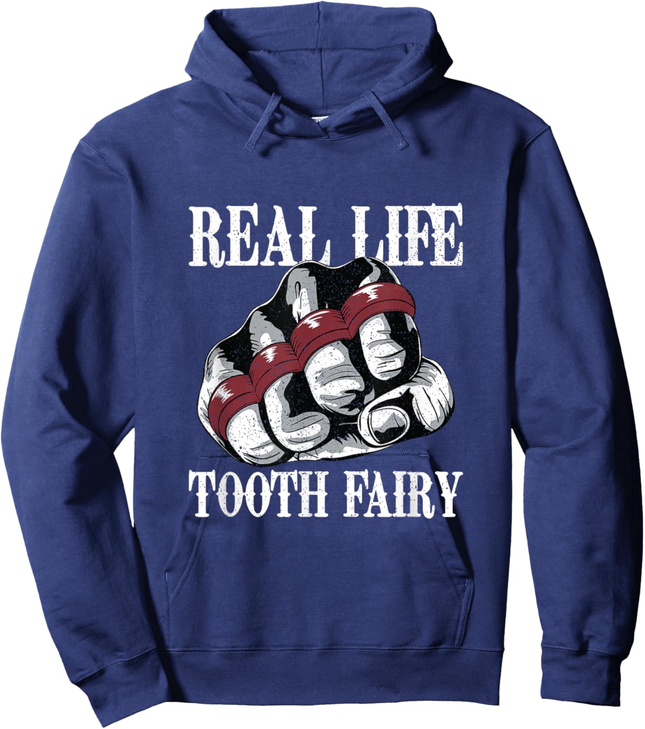 Funny Real Life Tooth Fairy Fist With Brass Knuckles Boxing Hoodie - Hoodie | Navy