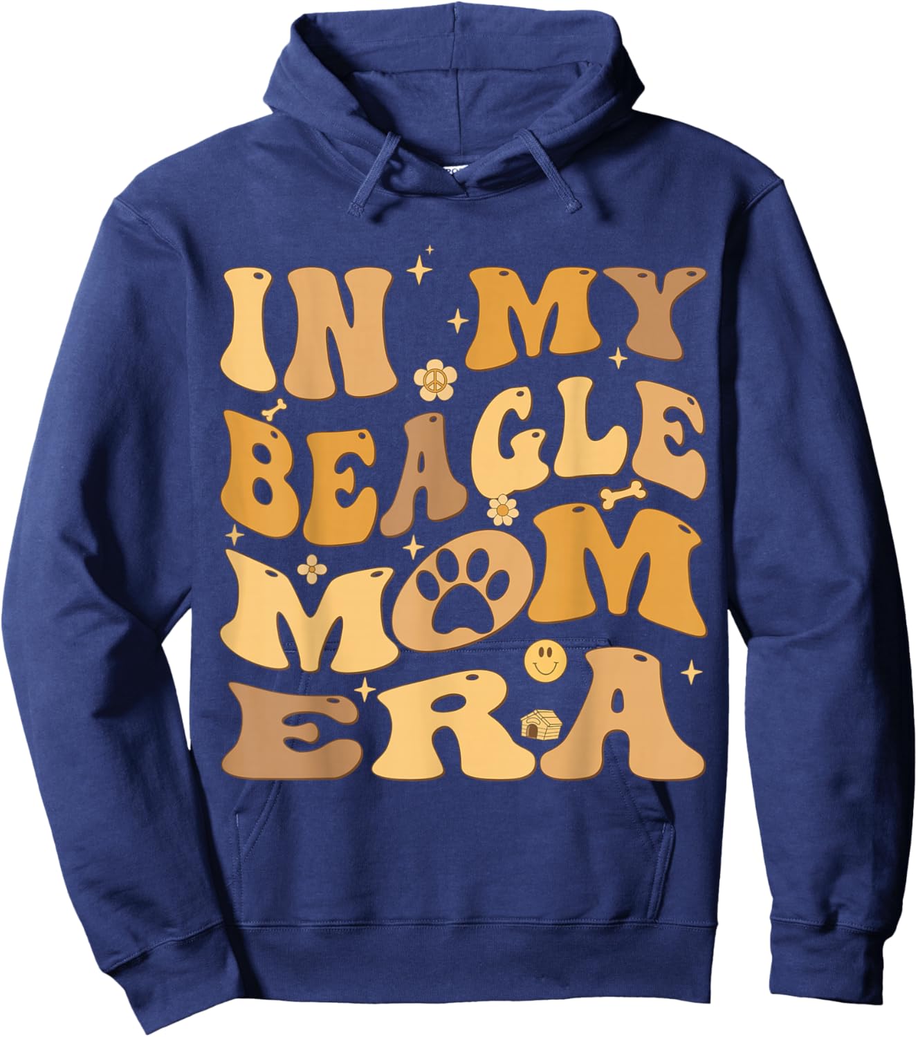 In My Beagle Mom Era Groovy Hoodie - Hoodie | Navy