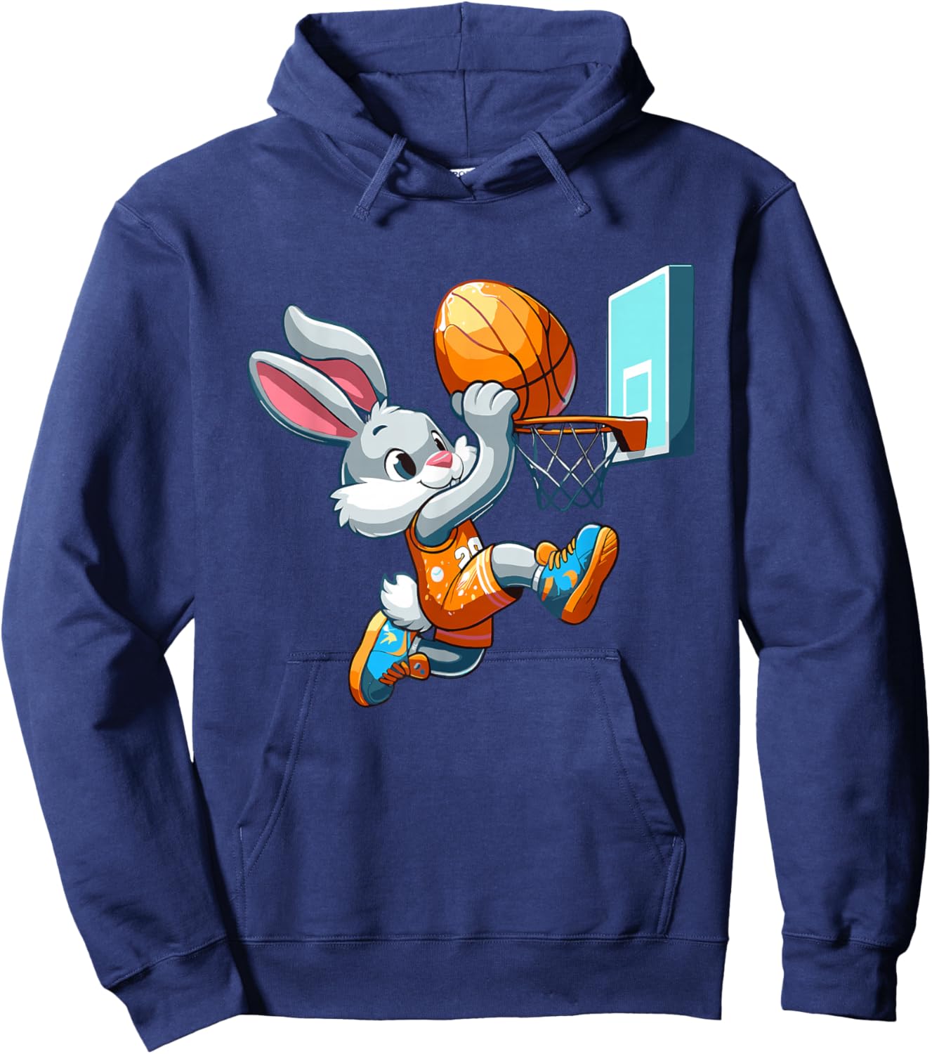 Bunny Rabbit Playing Dunking Basketball Easter Egg Dunk Kids Hoodie - Hoodie | Navy