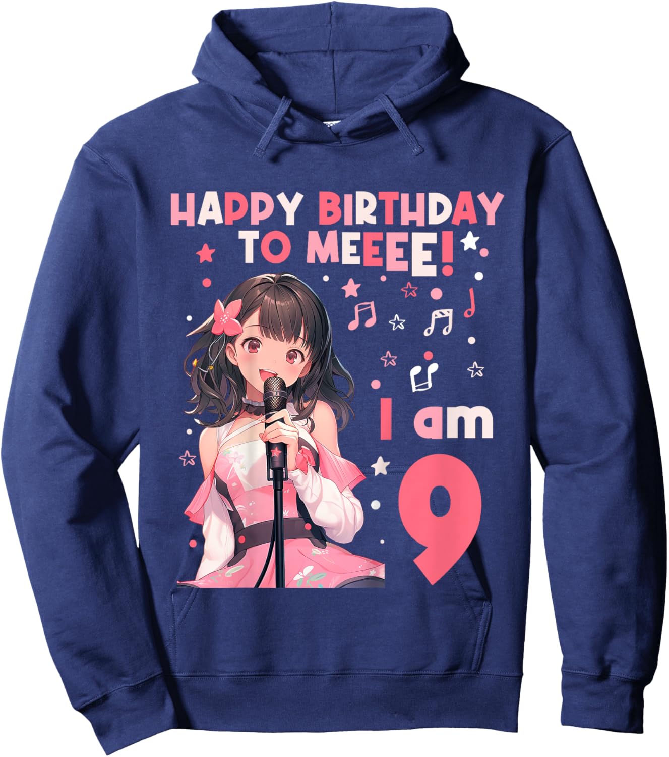 9 years old 9th birthday for Girl Anime 9 Birthday Hoodie - Hoodie | Navy