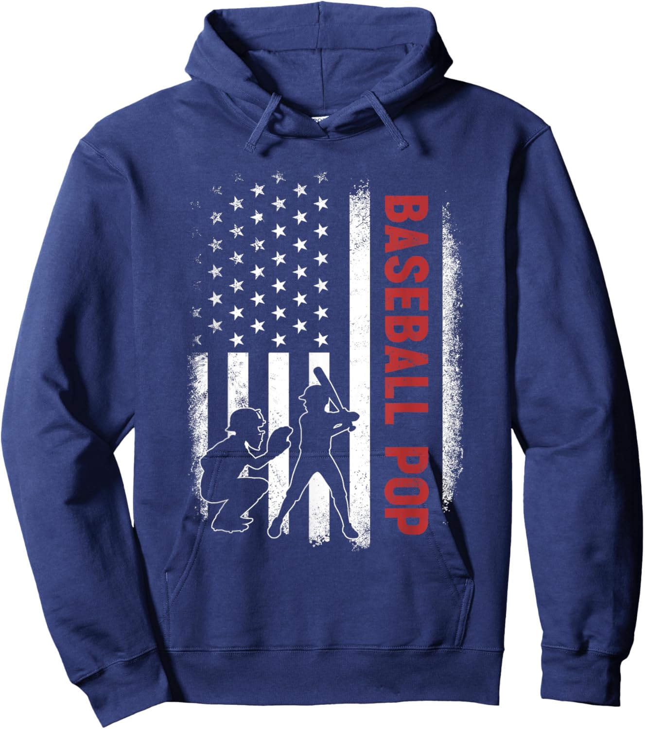 Baseball Pop American US Flag Gifts For Father's Day Hoodie - Hoodie | Navy