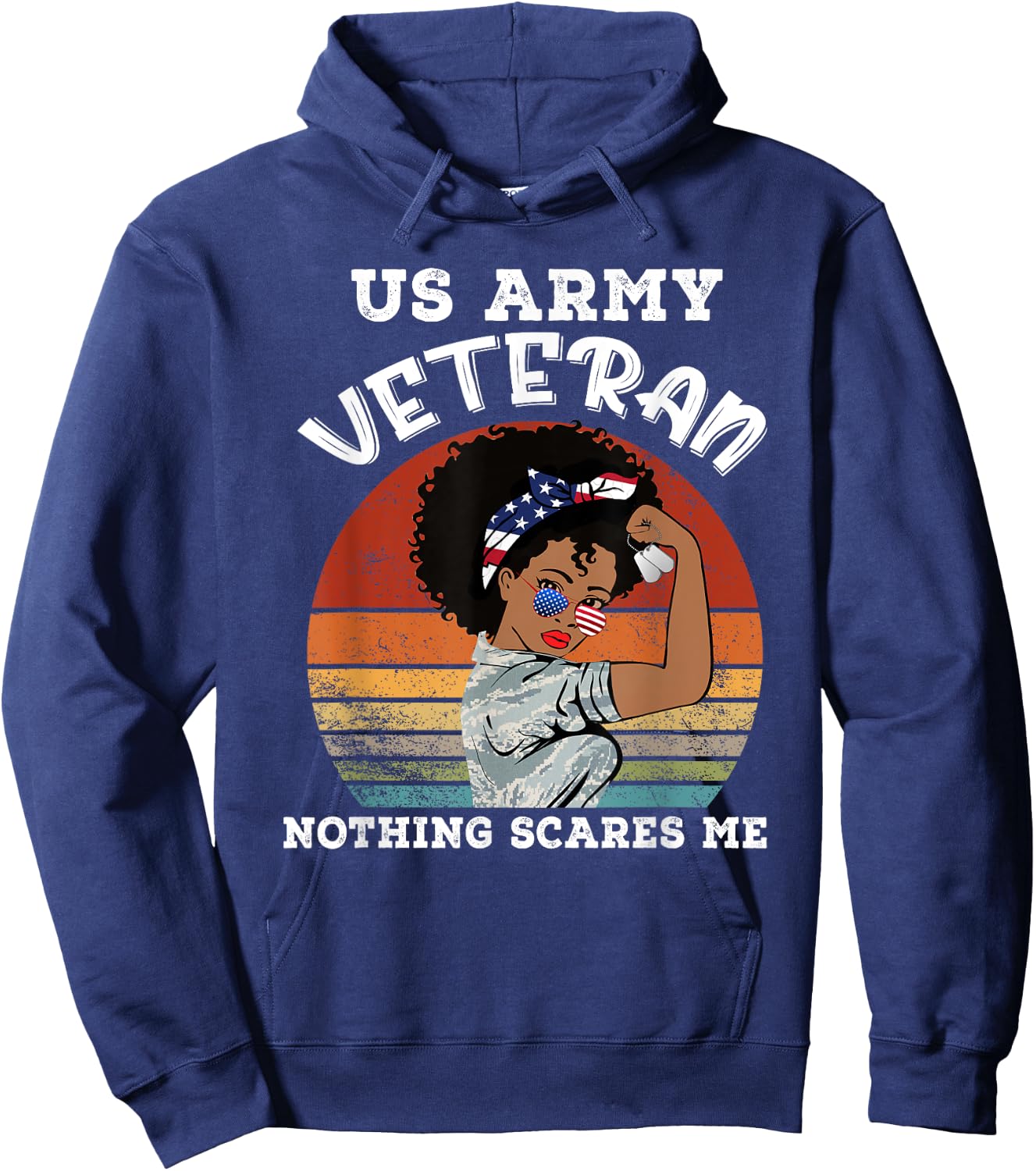 African American Woman Army Veteran Black Woman Army Veteran Hoodie - Hoodie | Navy