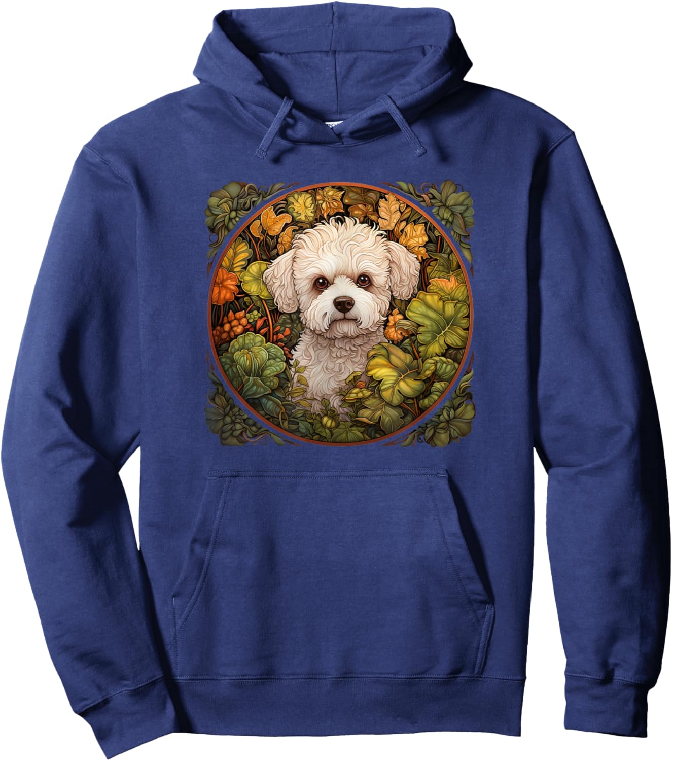Girls Beautiful Illustration Bichon Frise Lover Hoodie - Hoodie | Navy