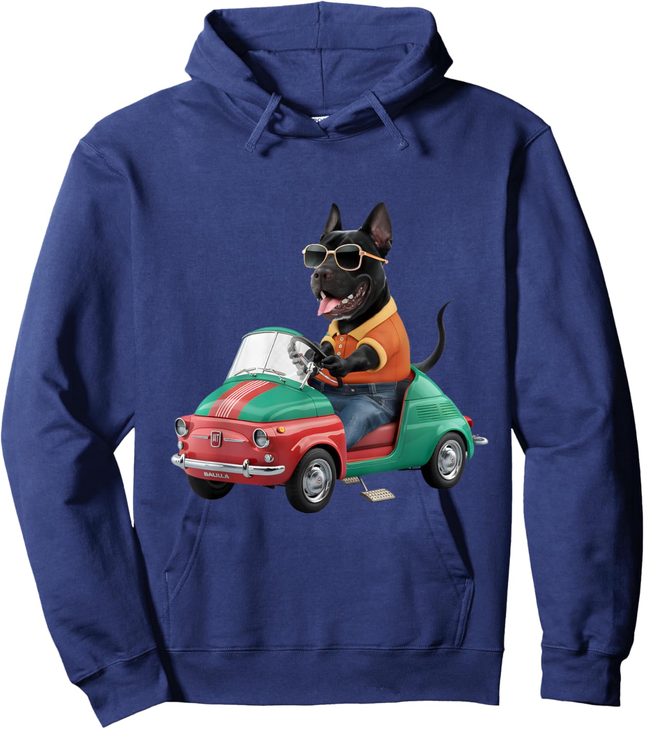 Cool Cane Corso in Fiat 500 - Funny Dog Lover Men Women Hoodie - Hoodie | Navy