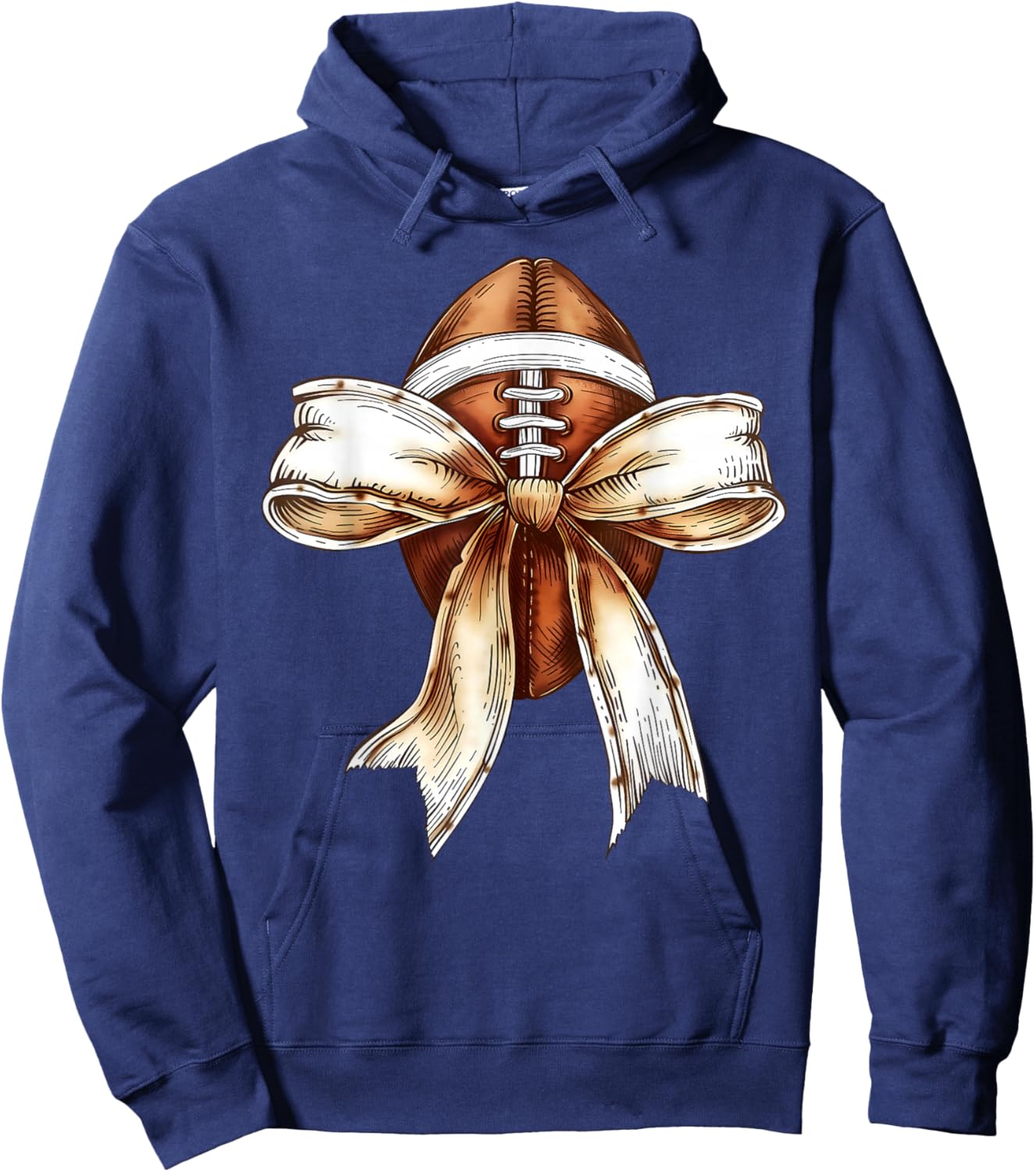 Coquette Bow Football Player American Football Season Funny Hoodie - Hoodie | Navy