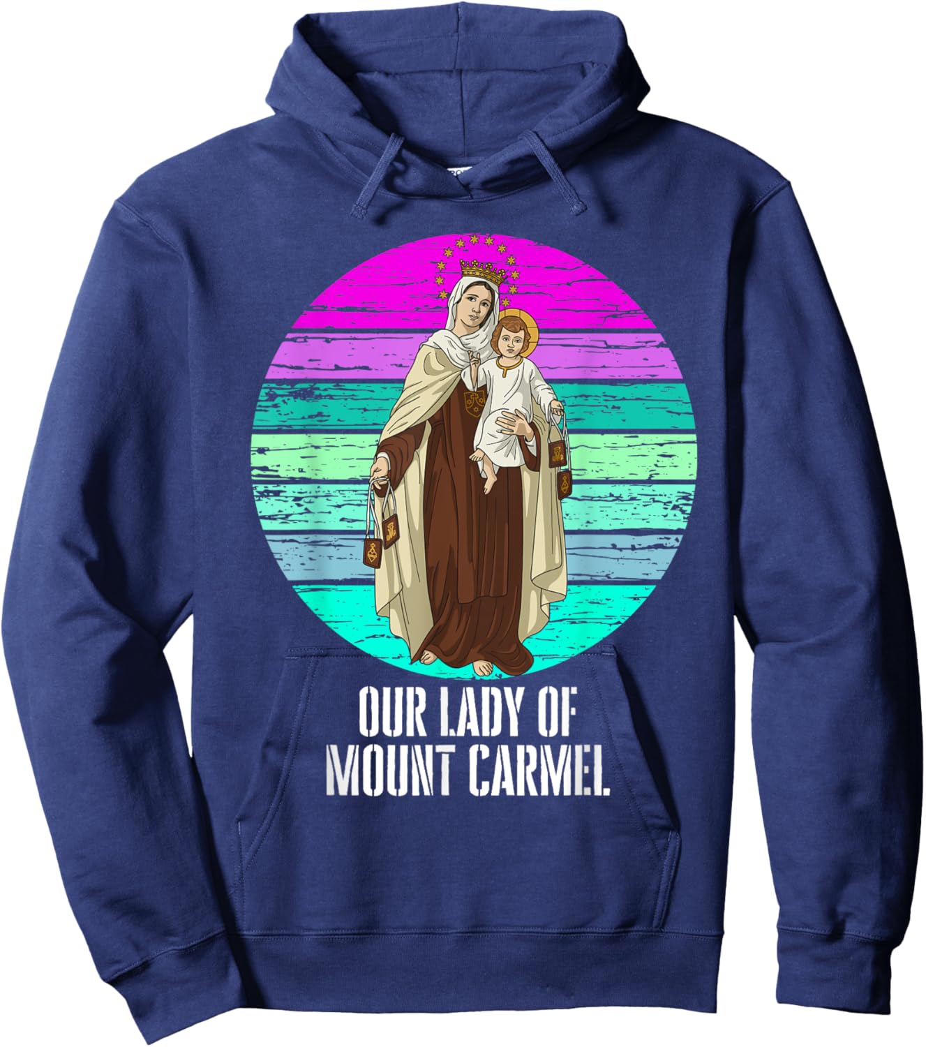 Our Lady of Mount Carmel Marian Catholic Hoodie - Hoodie | Navy