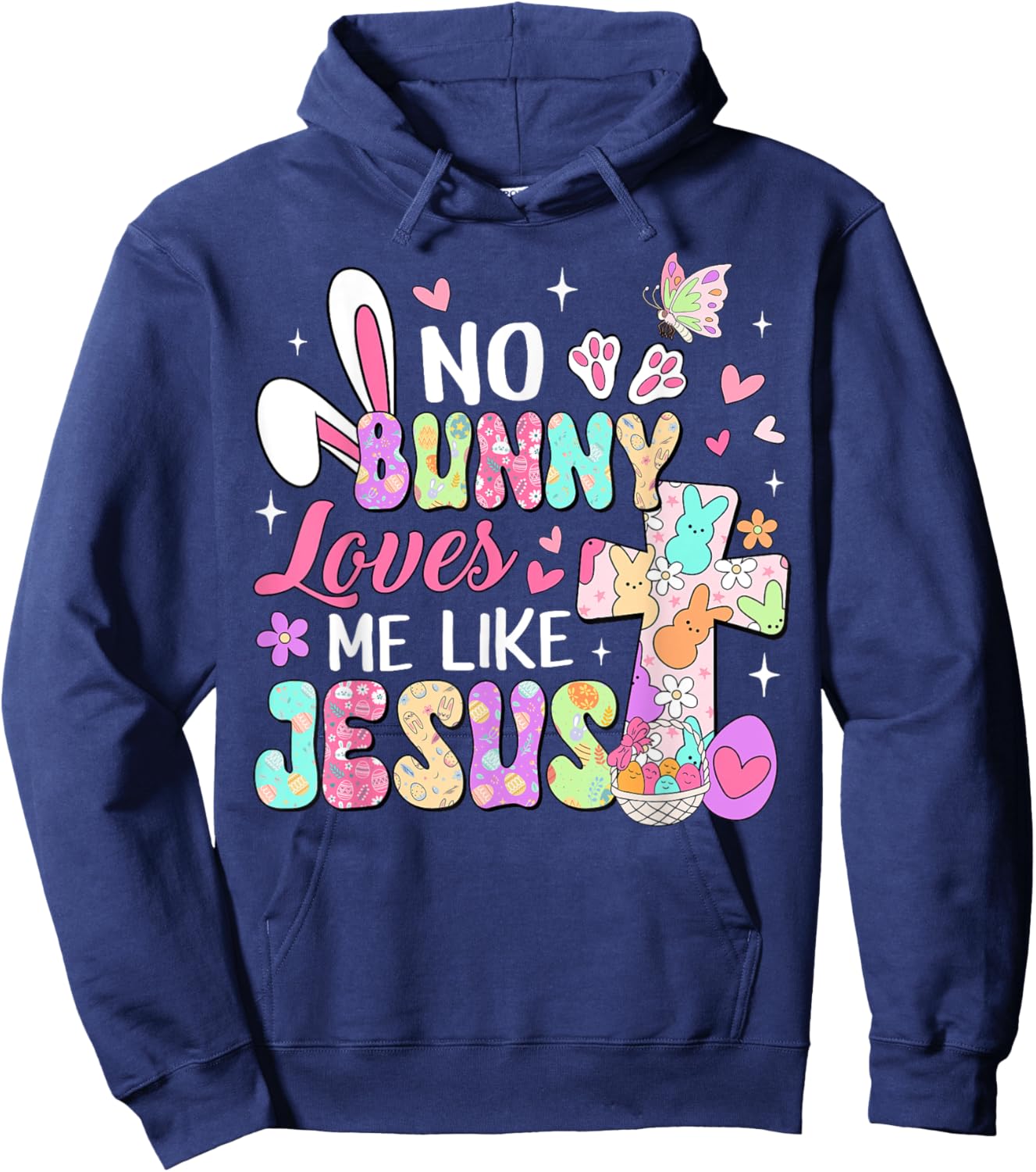 No Bunny Loves Me Like Jesus Religious Easter Christian Kids Hoodie - Hoodie | Navy
