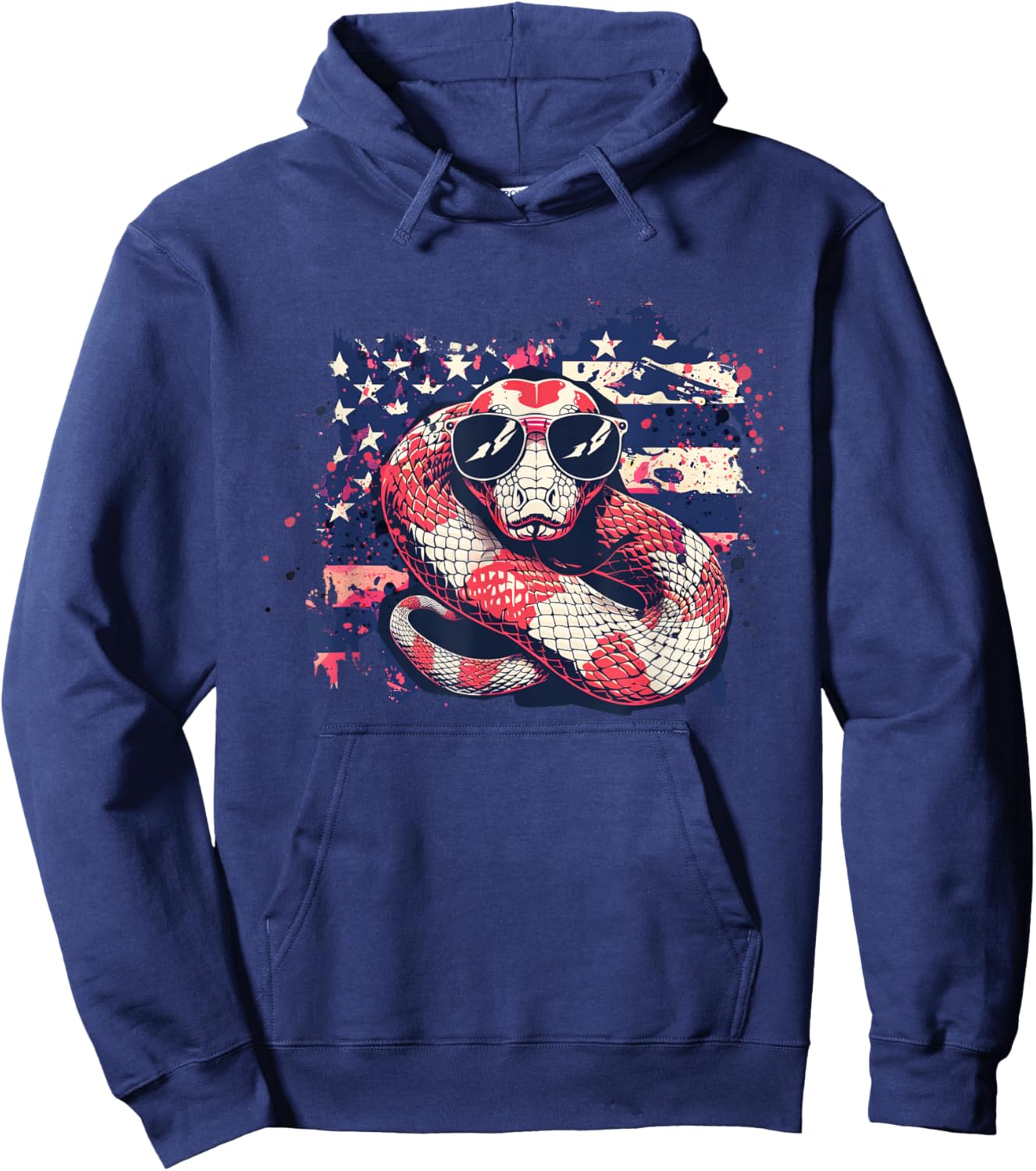 Funny Python Snake USA Flag Patriotic Women Kids Boy Hoodie - Hoodie | Navy