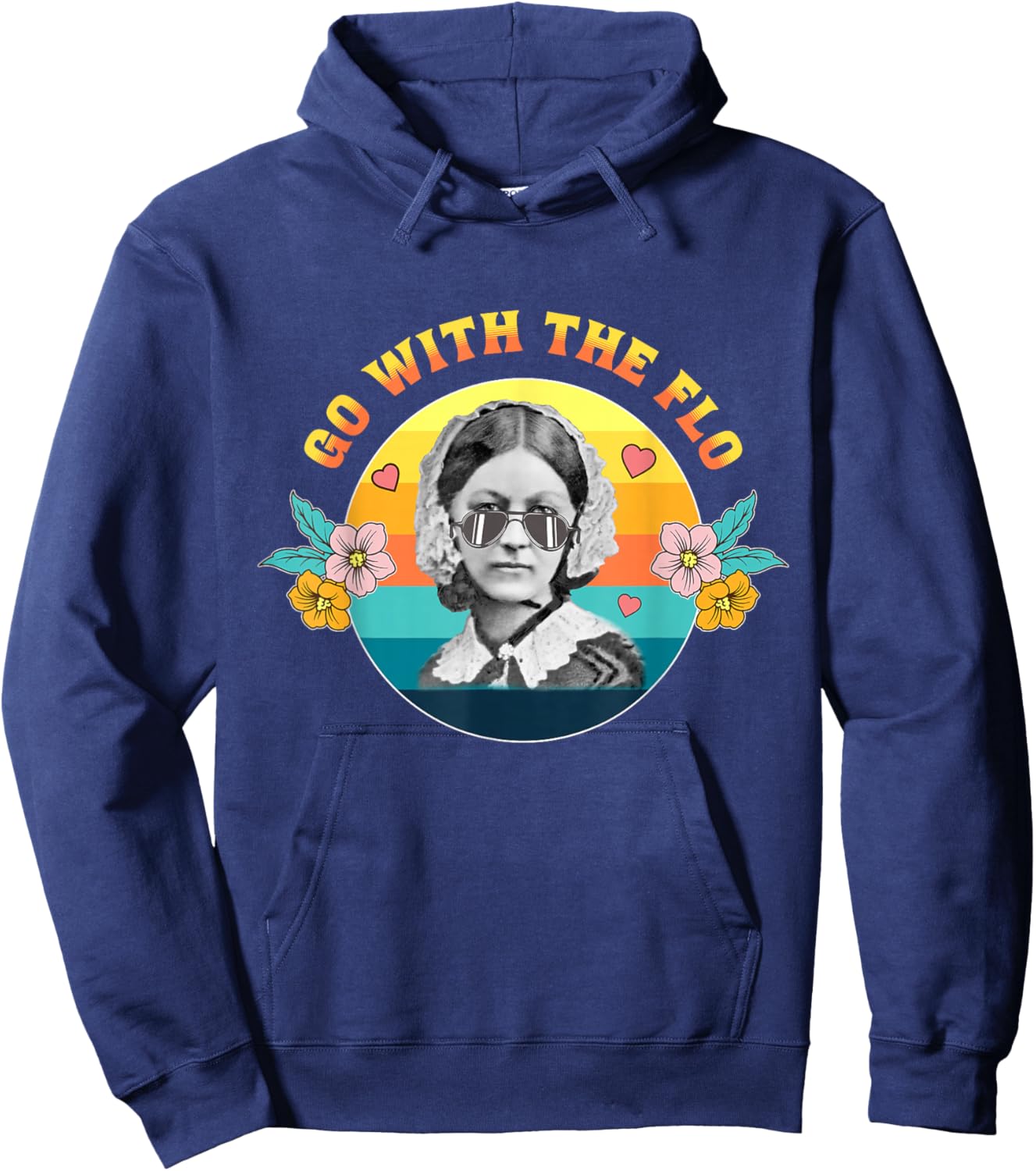 Go With the Flo - Nurses Day Week Celebration Funny Vintage Hoodie - Hoodie | Navy
