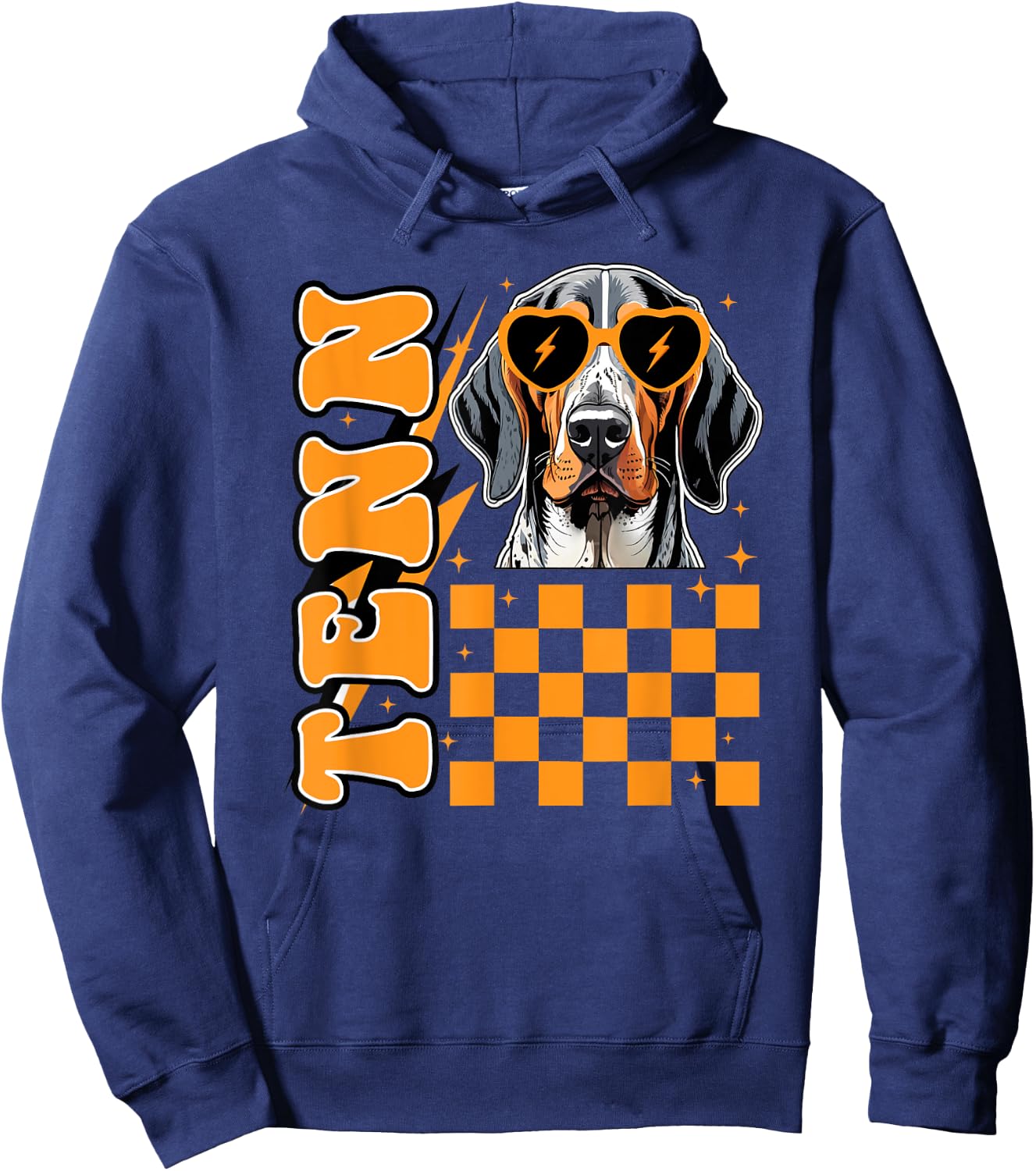 Tennessee Orange White Hound Dog Vintage, TN Orange Blooded Men Women Kids Hoodie - Hoodie | Navy