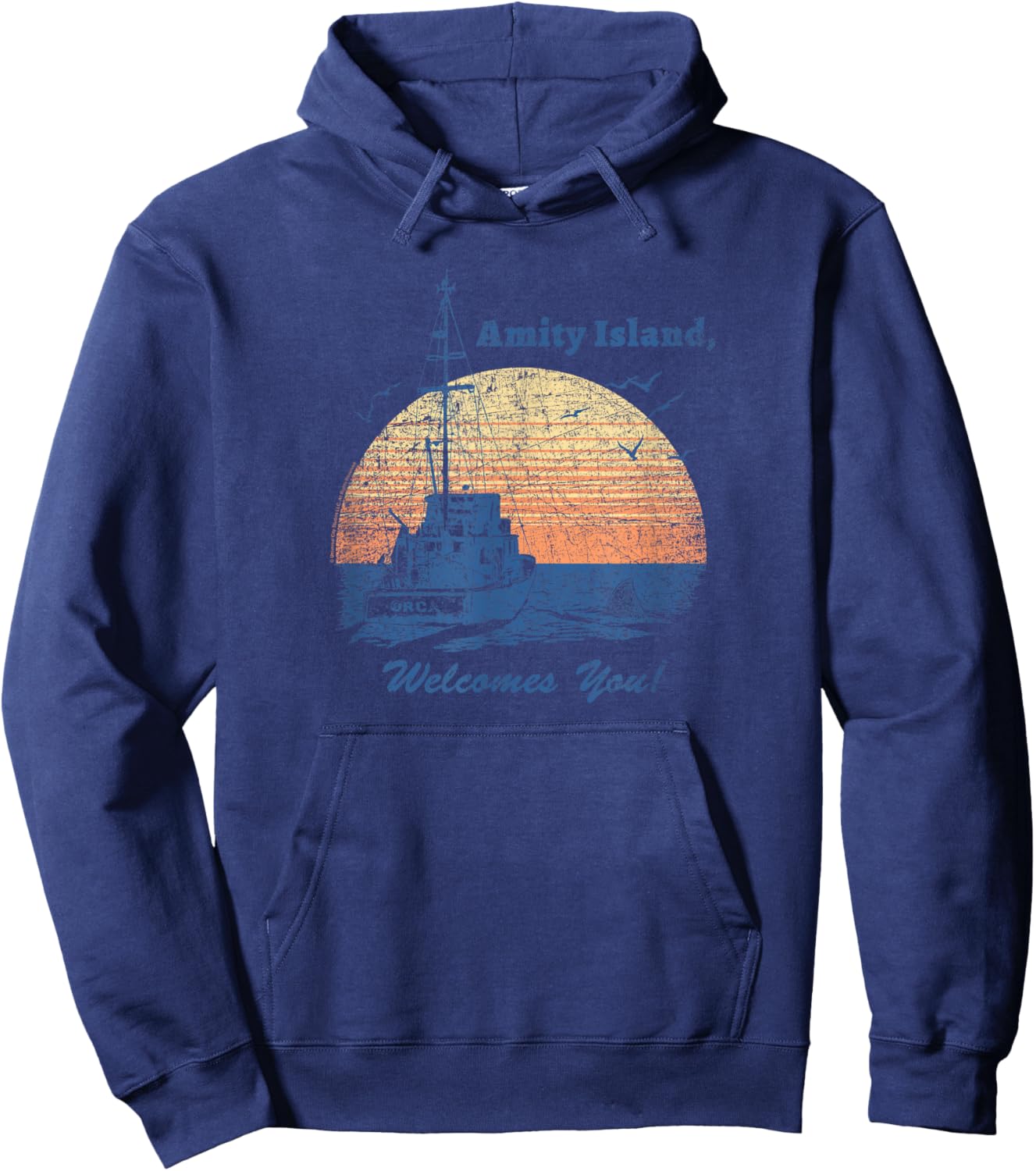 Jaws Vintage Amity Island Hoodie - Hoodie | Navy