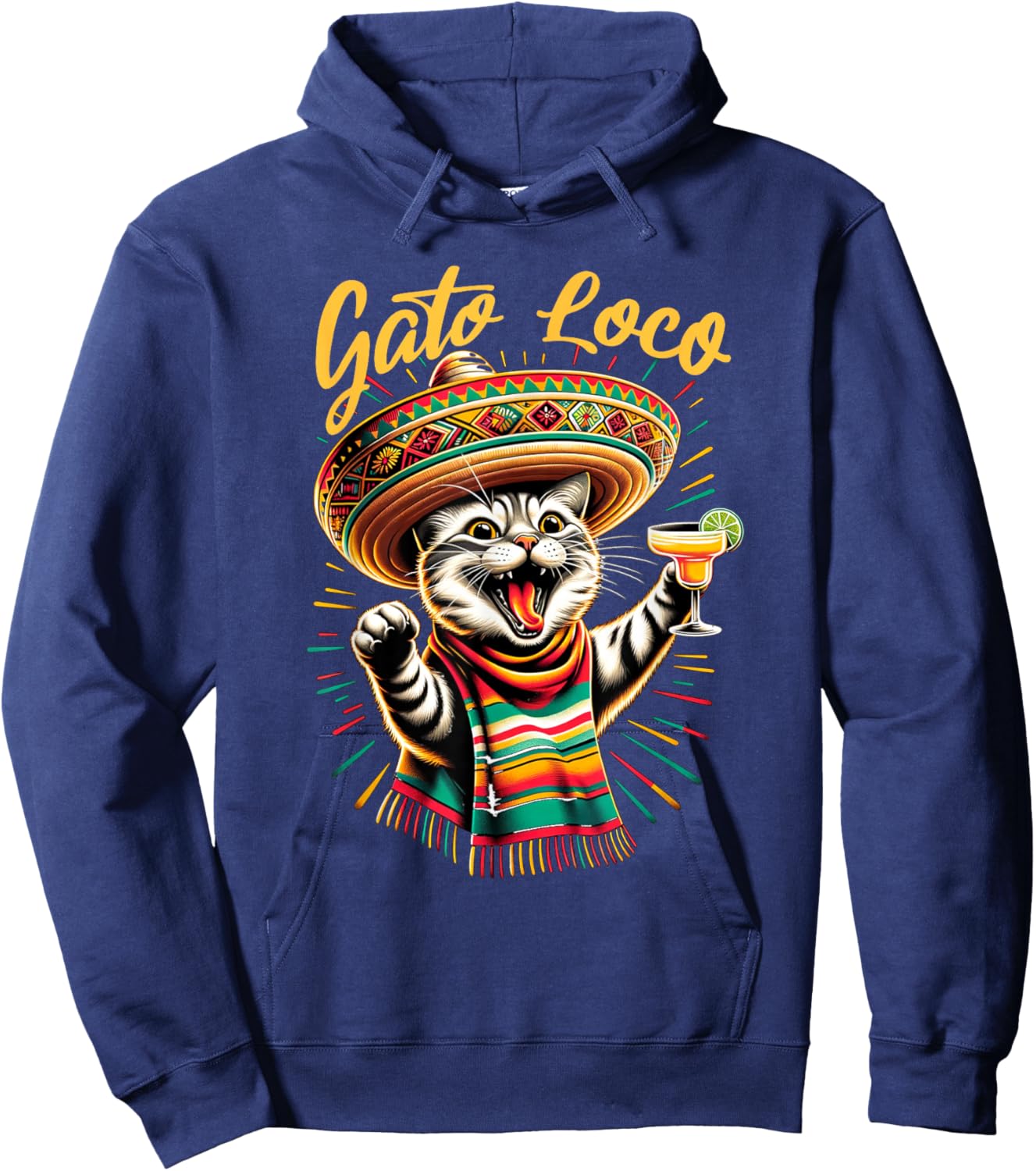 Mexican Gato Loco Sombrero Cat Cinco De Mayo Funny Cat Women Hoodie - Hoodie | Navy
