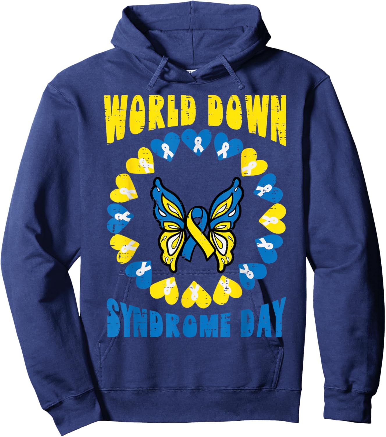 World Down Syndrome Day Butterfly Awareness Men Women Kids Hoodie - Hoodie | Navy