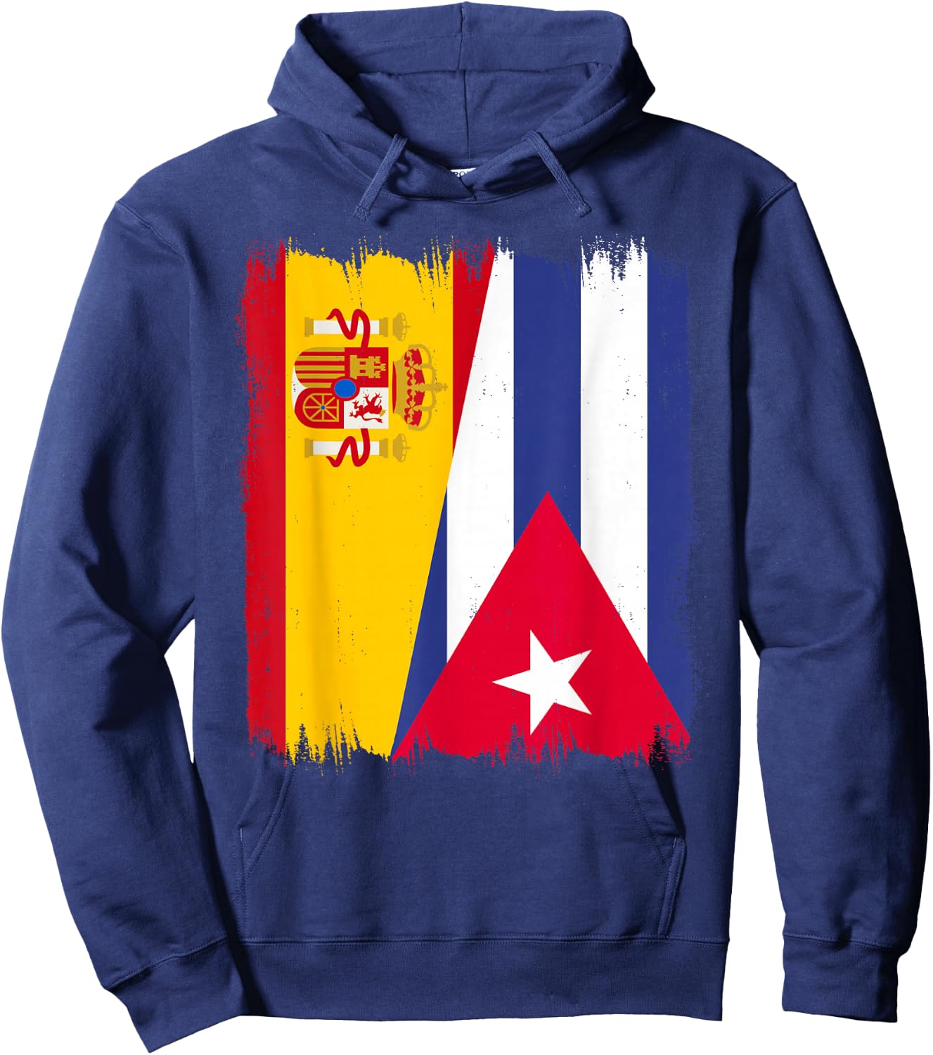 Spain Cuba Half Flag Cubano Pride Spanish Cuban Heritage Hoodie - Hoodie | Navy