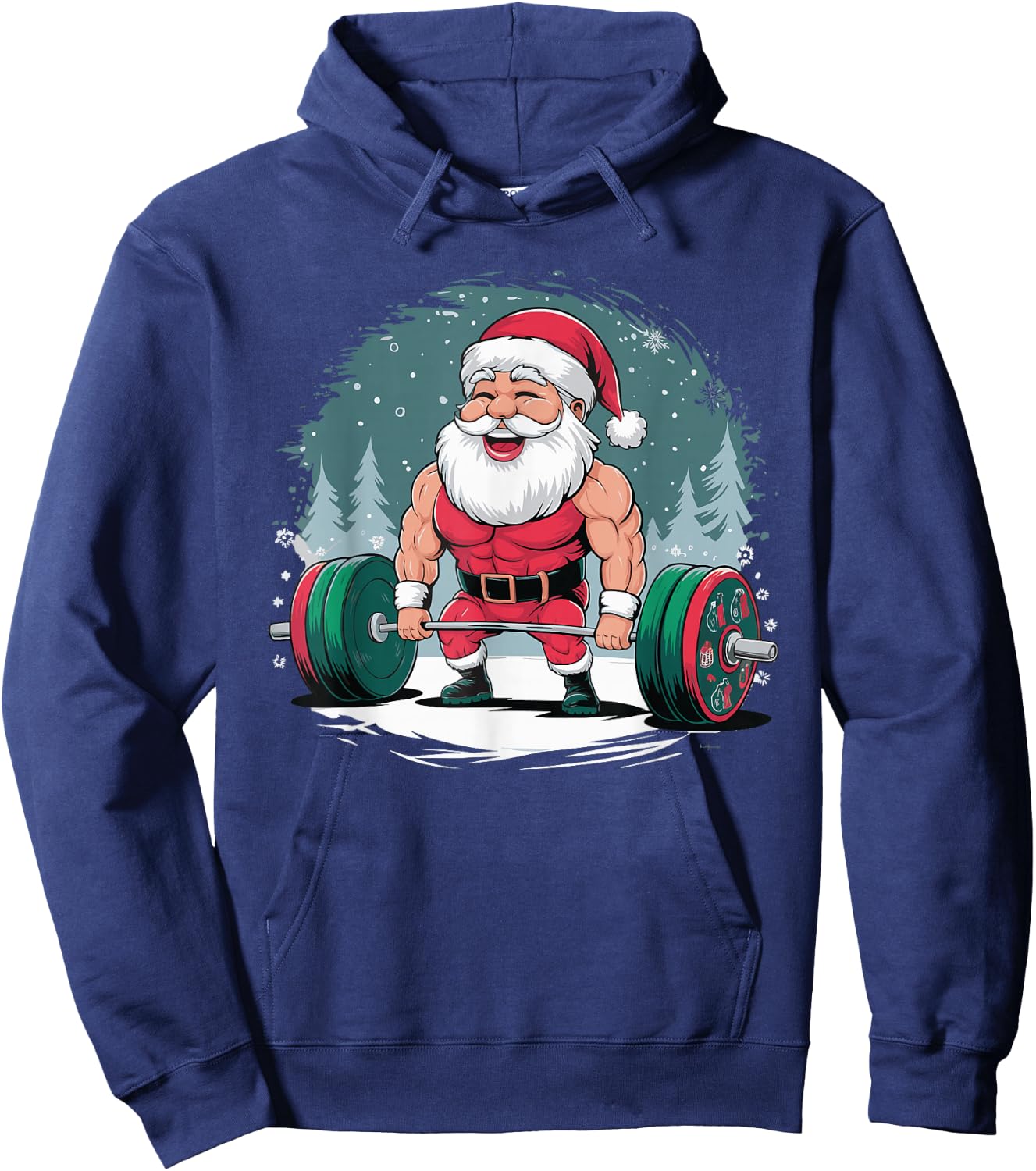 Santa Weightlifting Fitness Bodybuilder Workout Hoodie - Hoodie | Navy