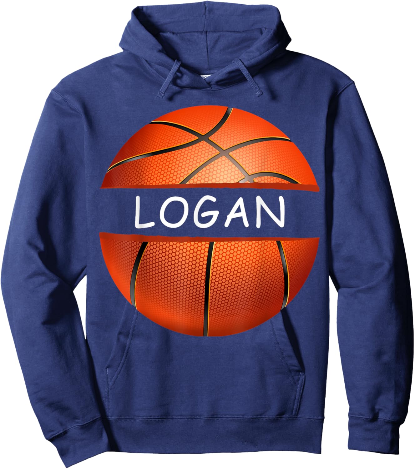 Novelty Personalized Name Logan Sports Basketball Hoodie - Hoodie | Navy
