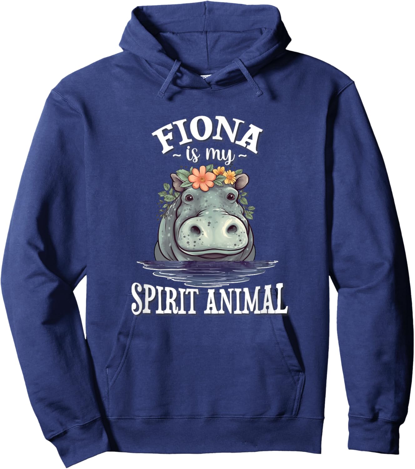 Fiona Spirit Animal Hippo Lover Hoodie - Hoodie | Navy