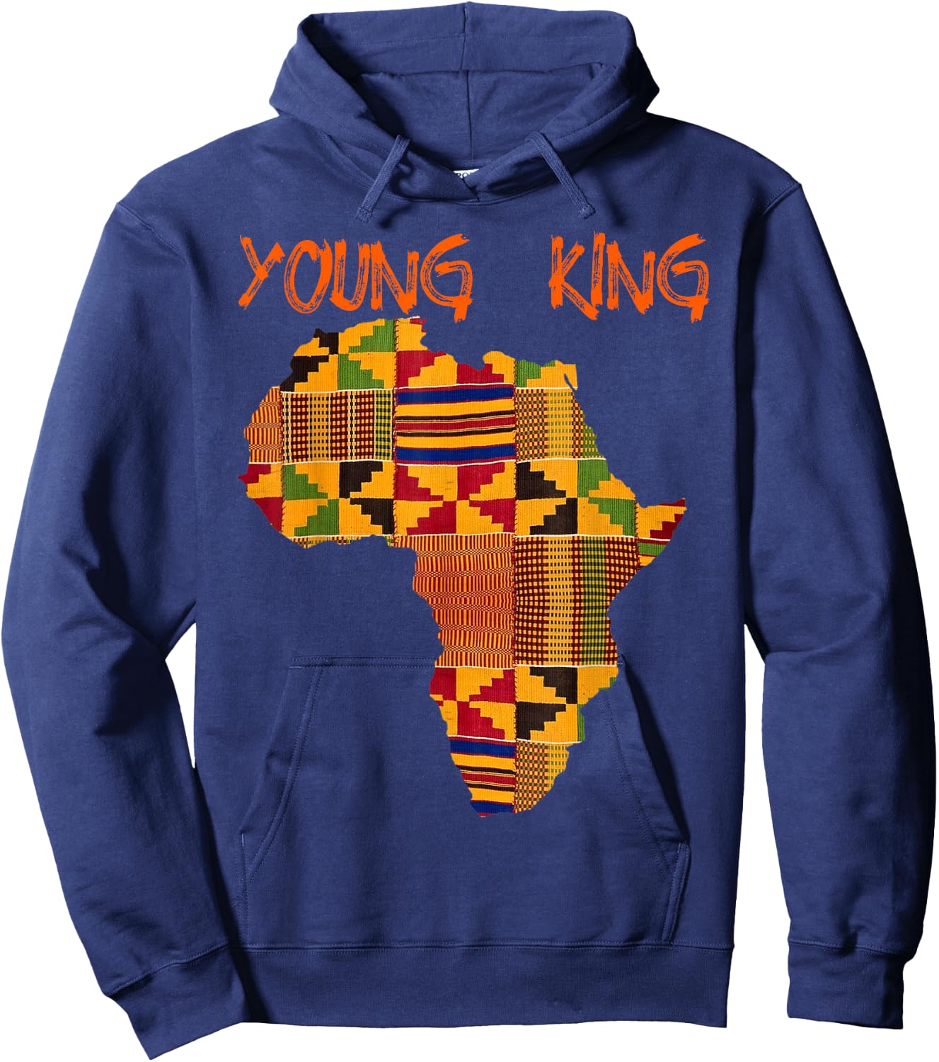 Boys African Kente Print Little Kids with King Kente Hoodie - Hoodie | Navy