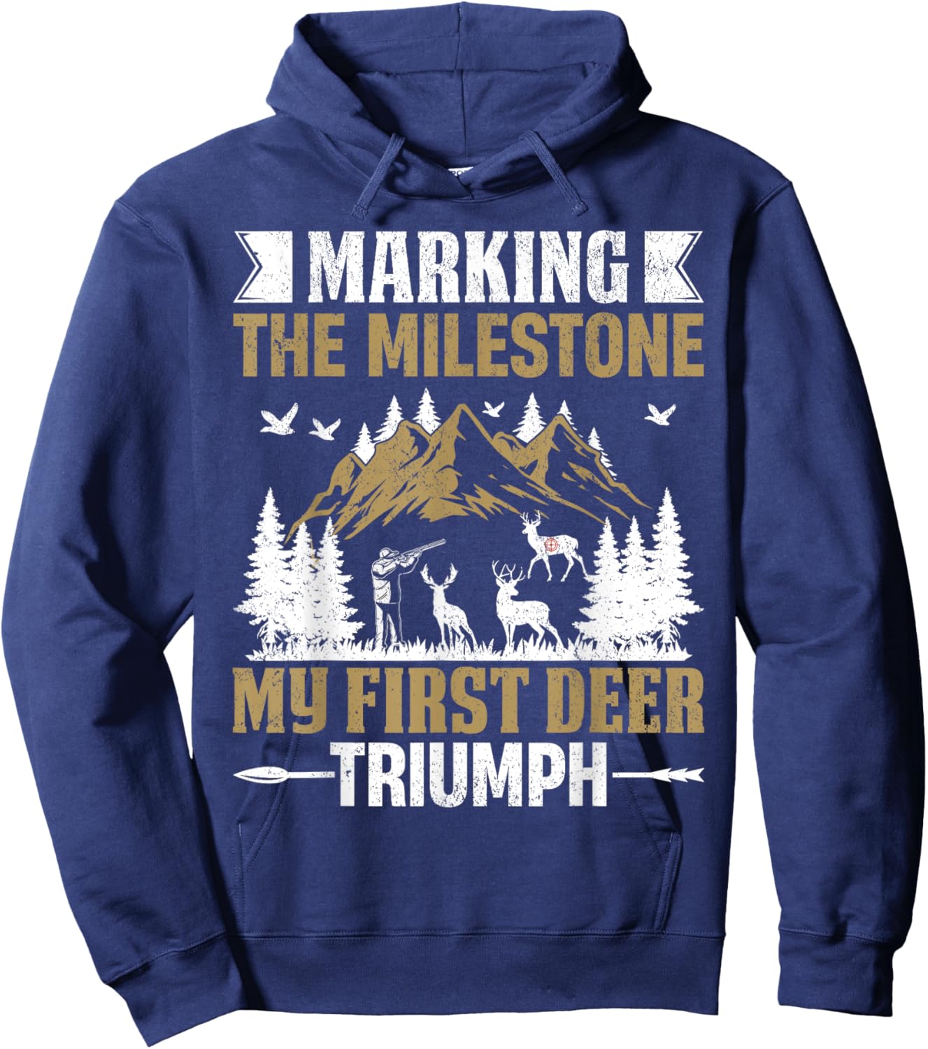 Marking The Milestone My First Deer Triumph Forest Animal Hoodie - Hoodie | Navy