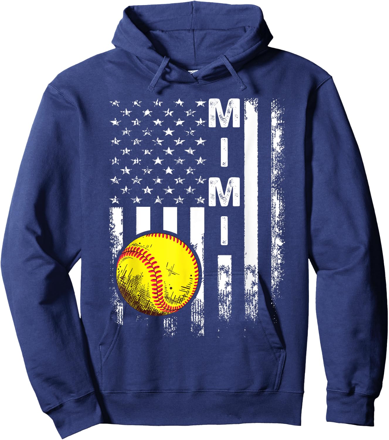 Softball Mimi America Flag Men Women Vintage Christmas Hoodie - Hoodie | Navy
