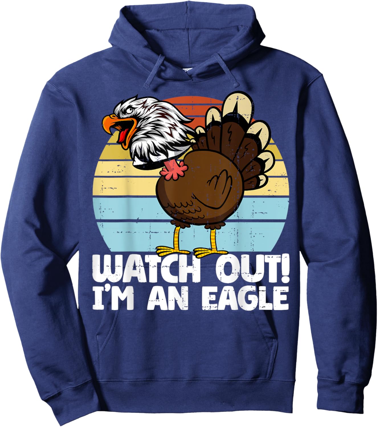 Thanksgiving Funny Fake Eagle Thanksgiving Turkey Hoodie - Hoodie | Navy