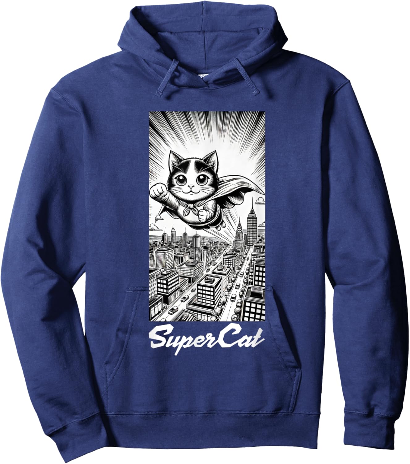Super Cat, funny, manga style, Super Animals Hoodie - Hoodie | Navy