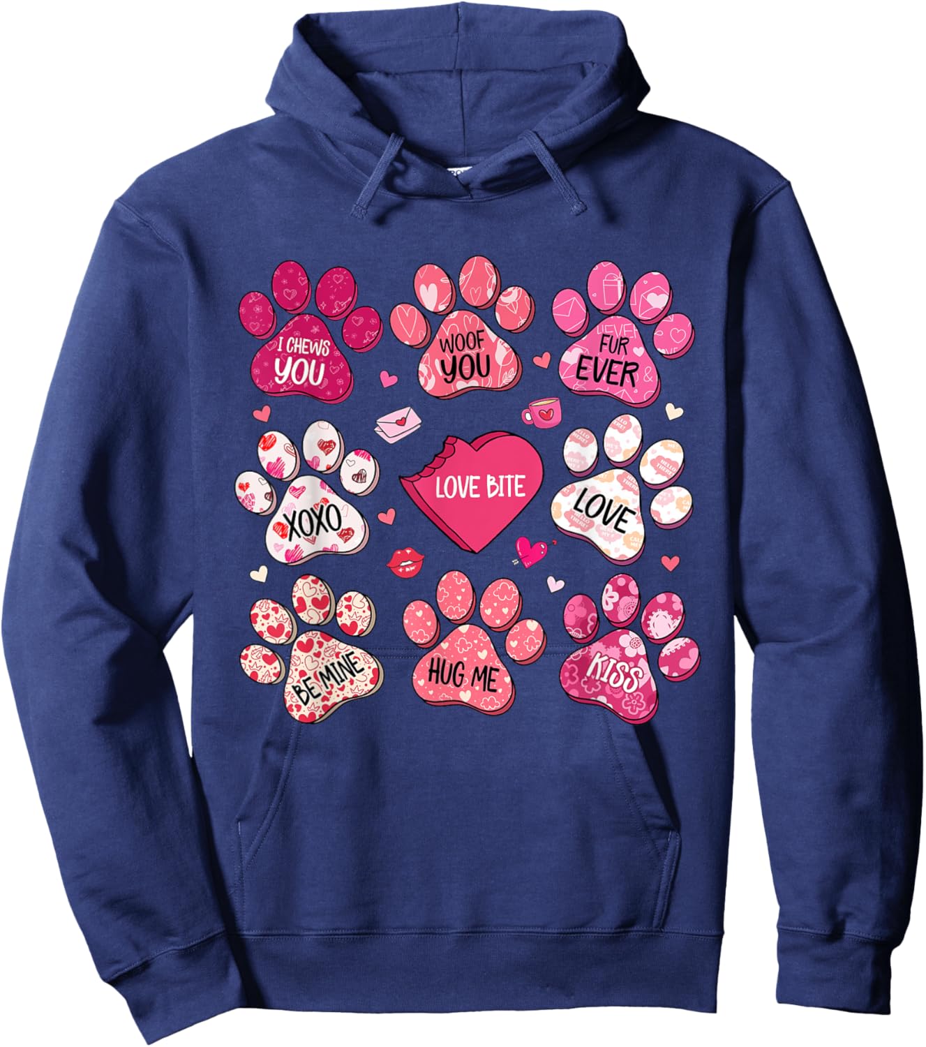 Dog Mama Valentine Coquette Bow Dog Mom Valentines Hoodie - Hoodie | Navy
