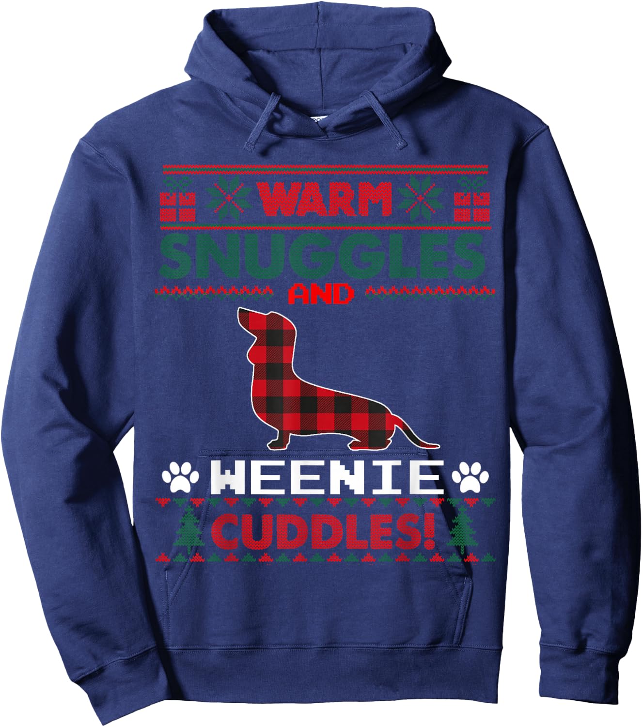Weenie Christmas Pajama Shirt Weiner Ugly Christmas Sweater Men Women Kids Hoodie - Hoodie | Navy