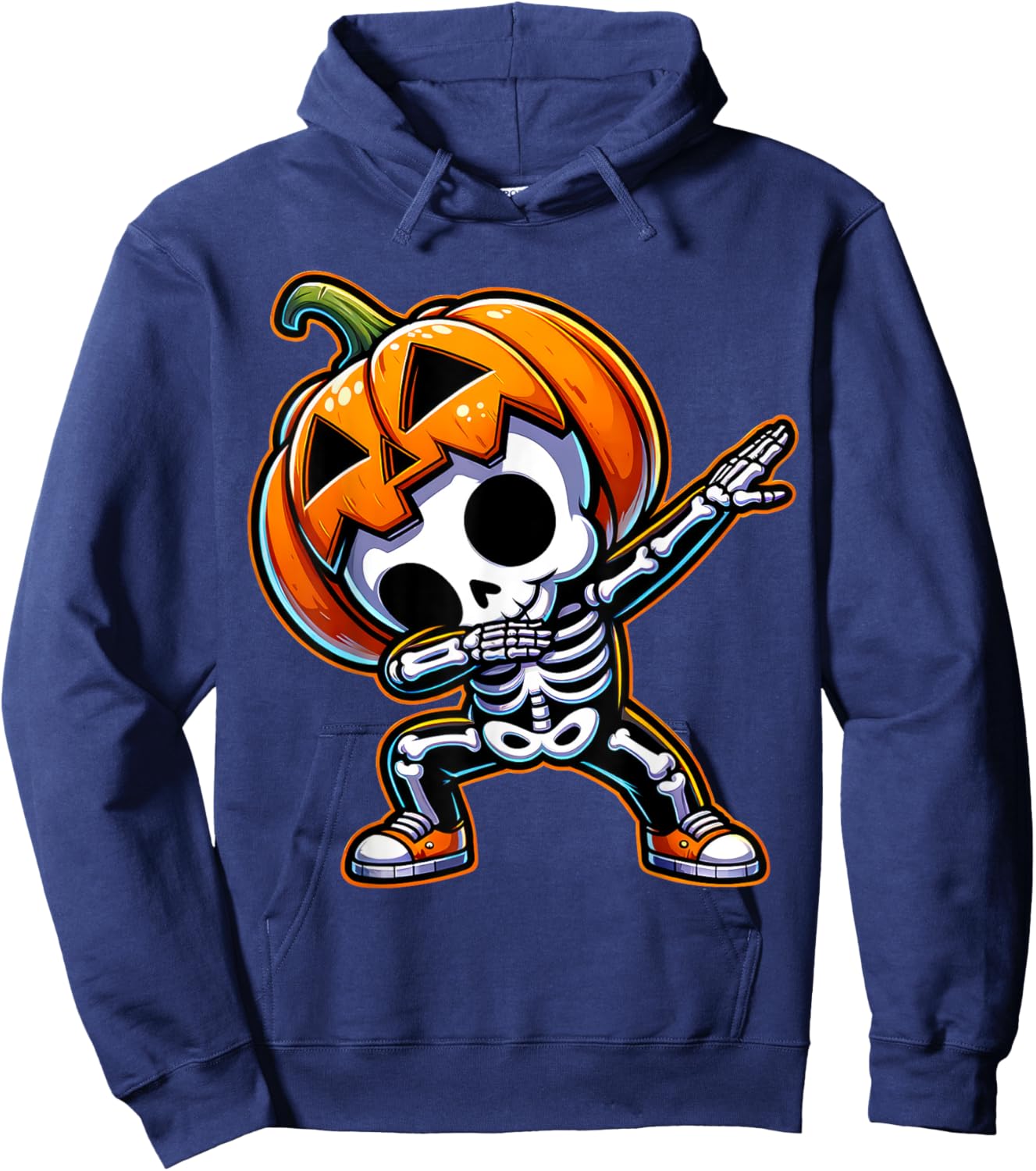 Dabbing Halloween Skeleton Boys Trick Treat Funny Pumpkin Hoodie - Hoodie | Navy