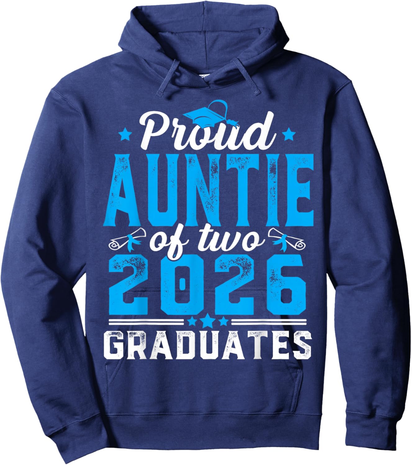 Proud Auntie of Two Class of 2026 Graduates Twins Graduation Hoodie - Hoodie | Navy